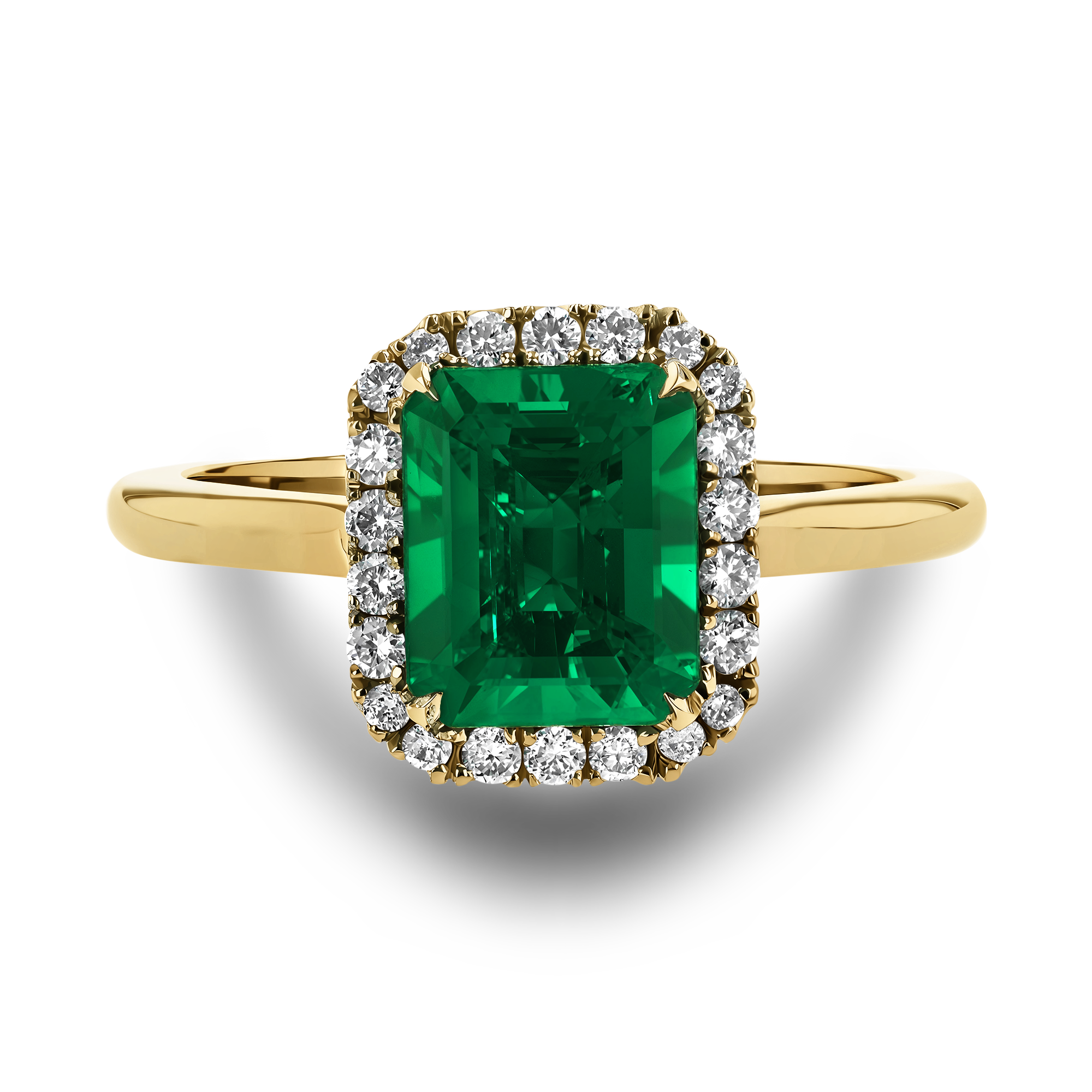 Columbian Trap Cut Emerald Ring Cluster Ring with Carre Cut Shoulders_2