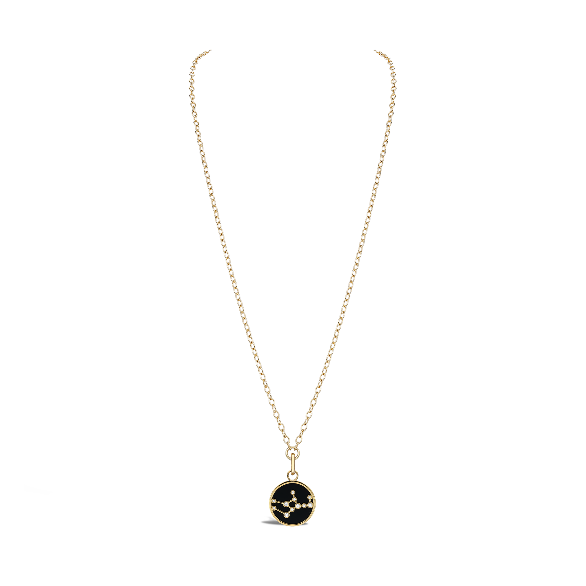 Constellation Diamond and Black Onyx Virgo Pendant Charm Brilliant Cut, Rubover Set_3
