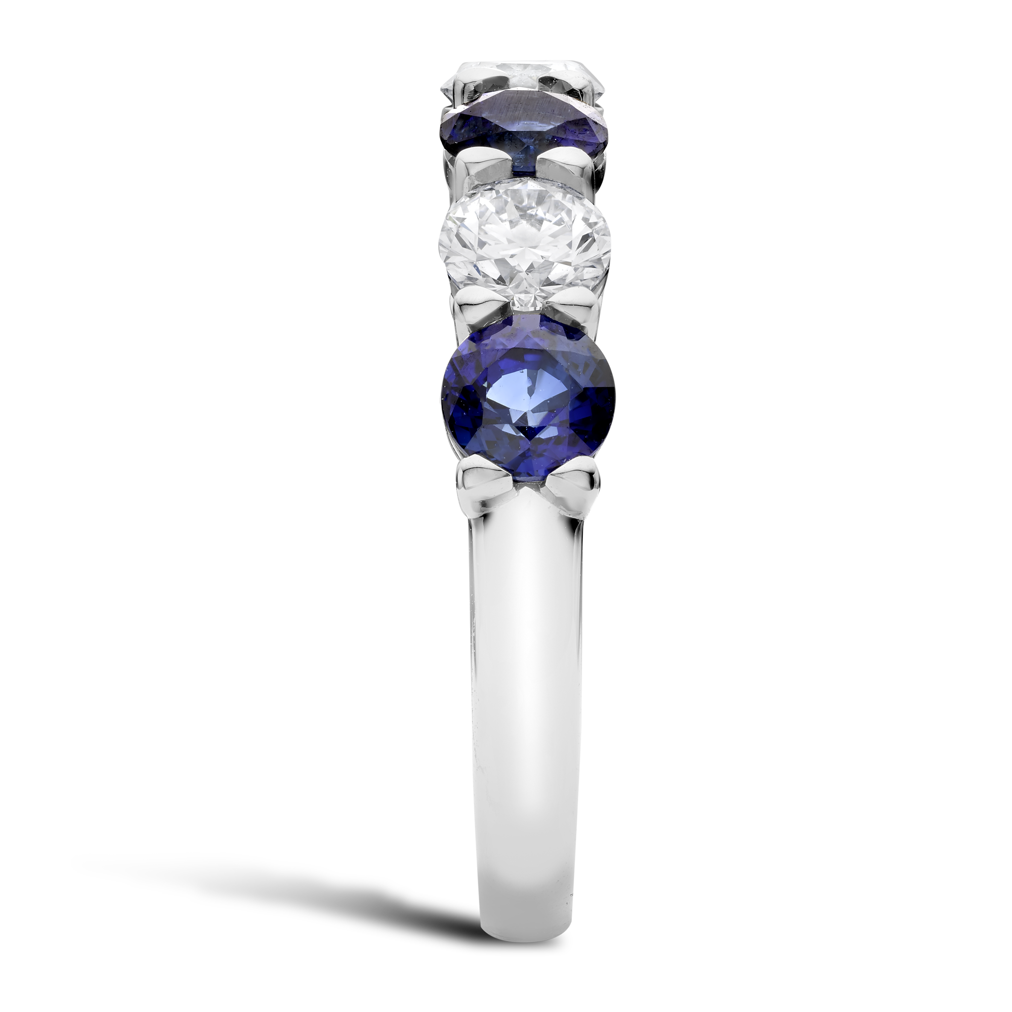 Seven Stone Sapphire and Diamond Ring Round Brilliant, Claw Set_4