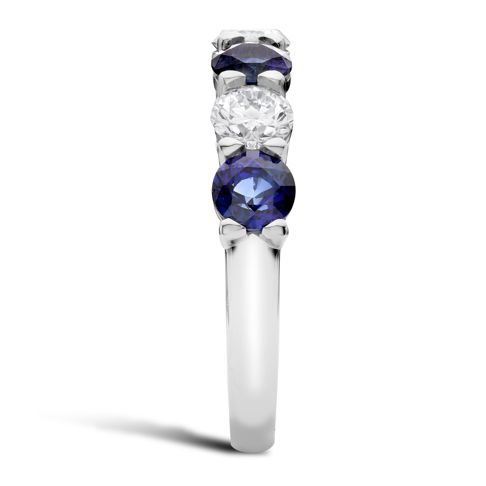 Seven Stone Sapphire and Diamond Ring Round Brilliant, Claw Set_4