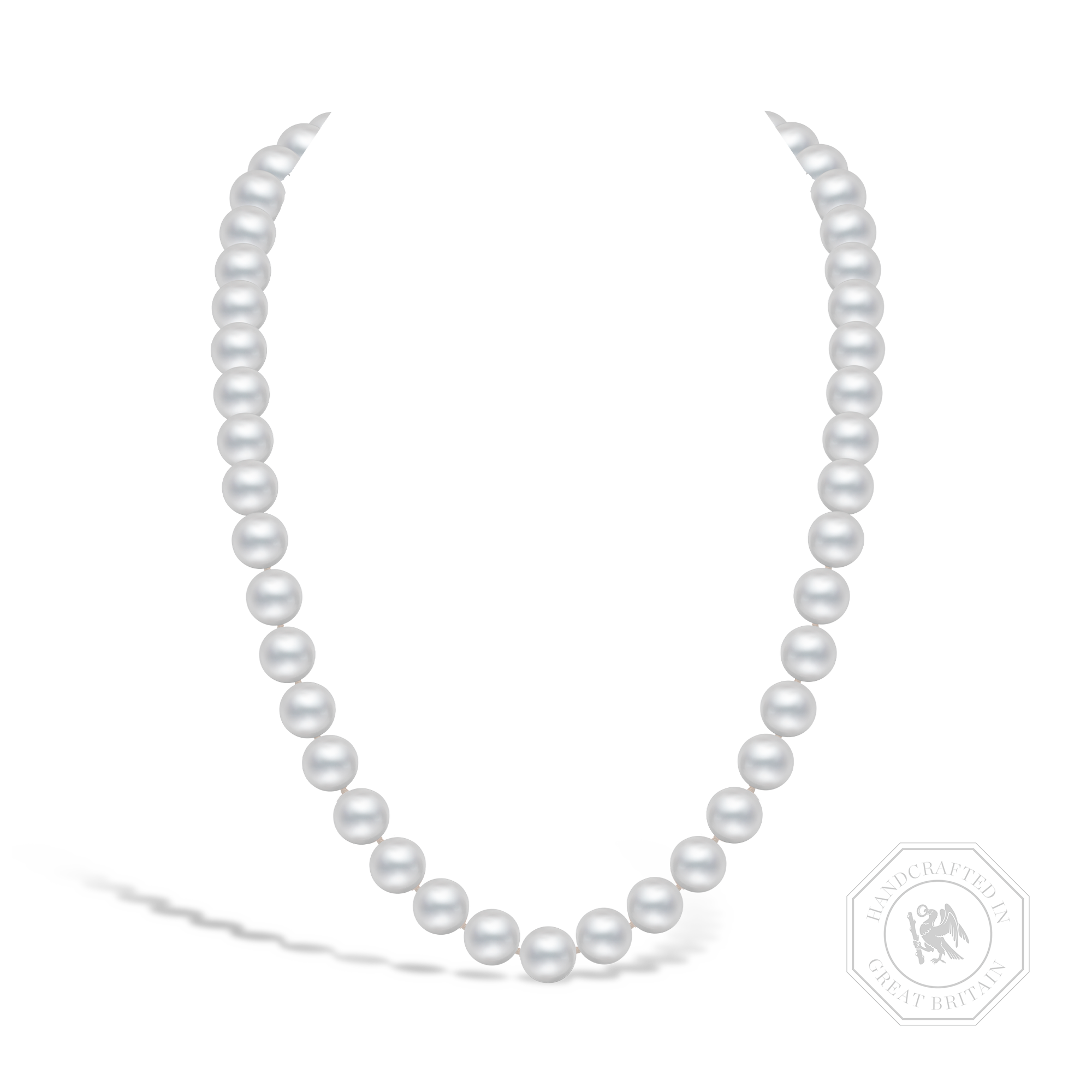Akoya Pearl Necklace Silk Knotted Row with Gold Clasp_1