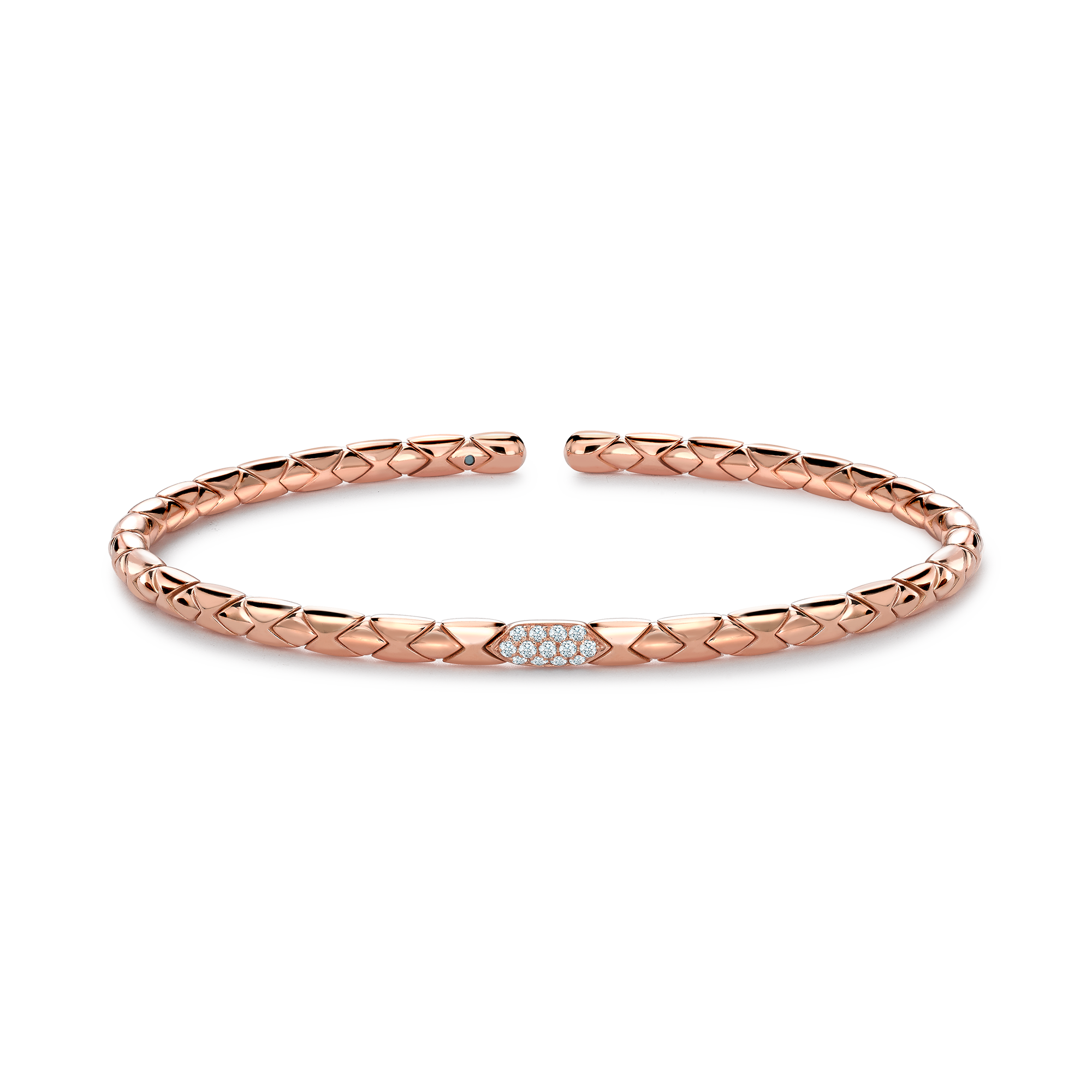 Groove Diamond Textured Bangle Brilliant Cut, Pavé Set_1