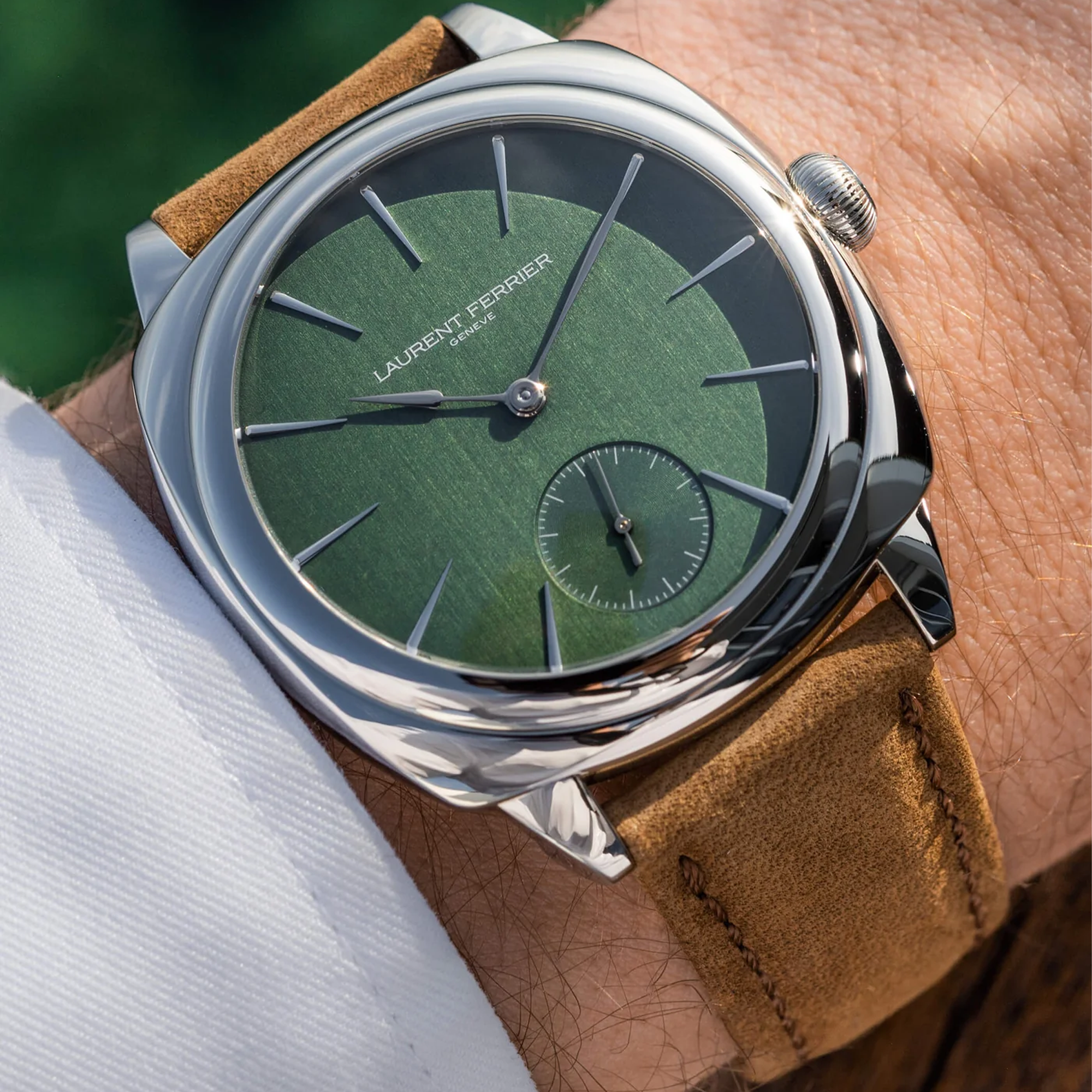 Laurent Ferrier Square Micro Rotor Evergreen 41mm, Green Dial, Baton Numerals_5