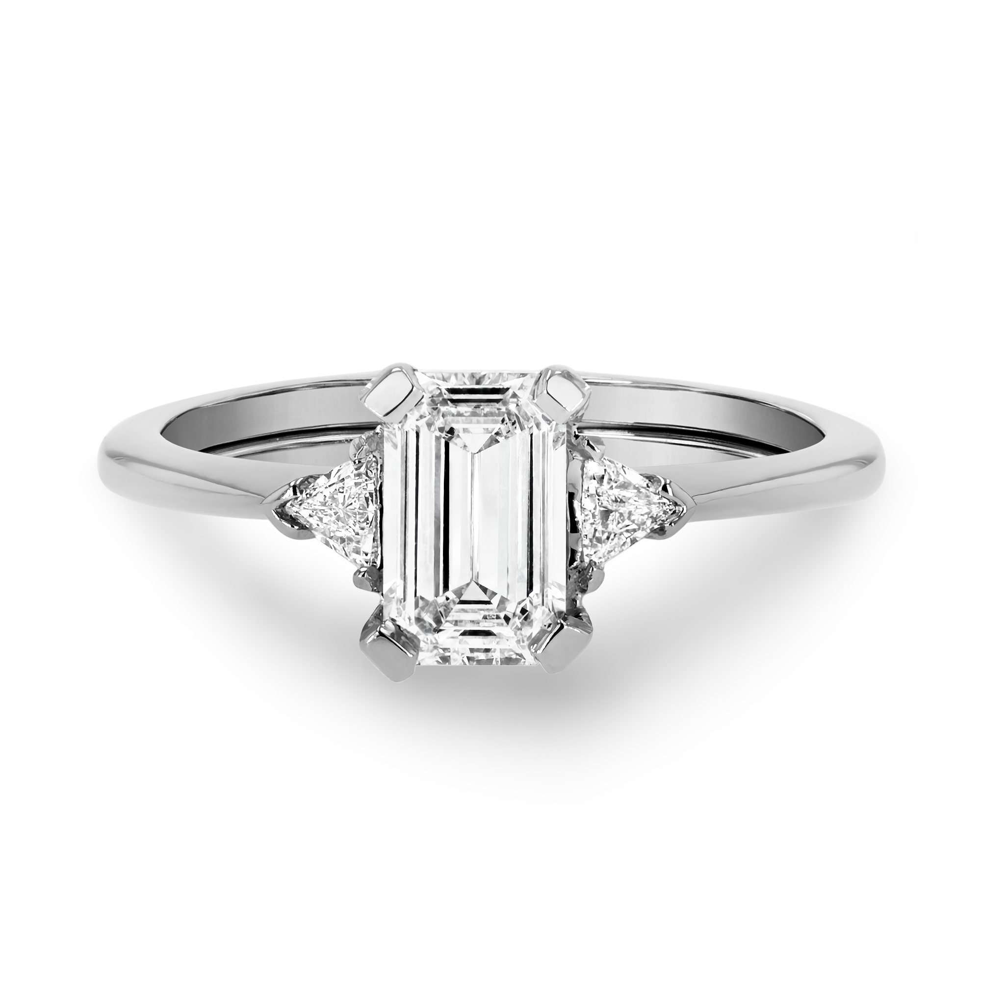 Classic 0.66ct Diamond Three Stone Ring Emerald Cut, Claw Set_2