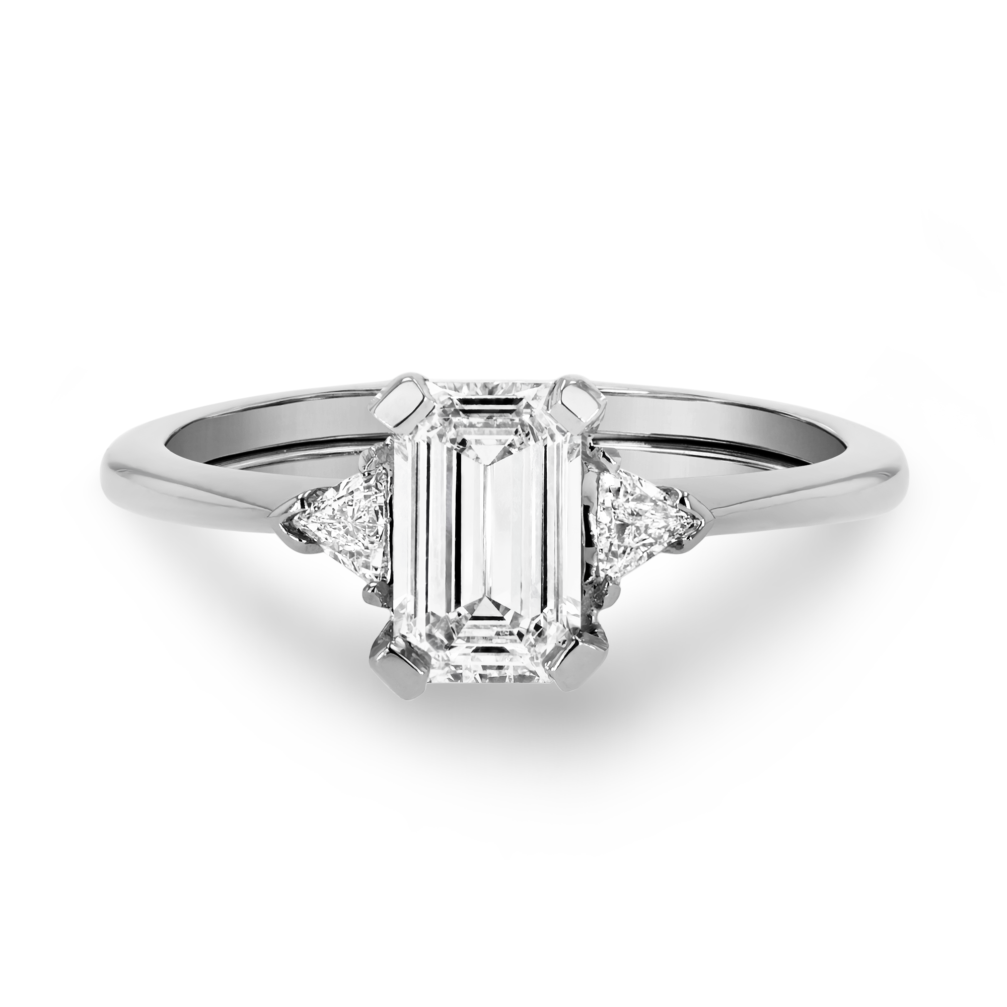 Classic 0.66ct Diamond Three Stone Ring Emerald Cut, Claw Set_2