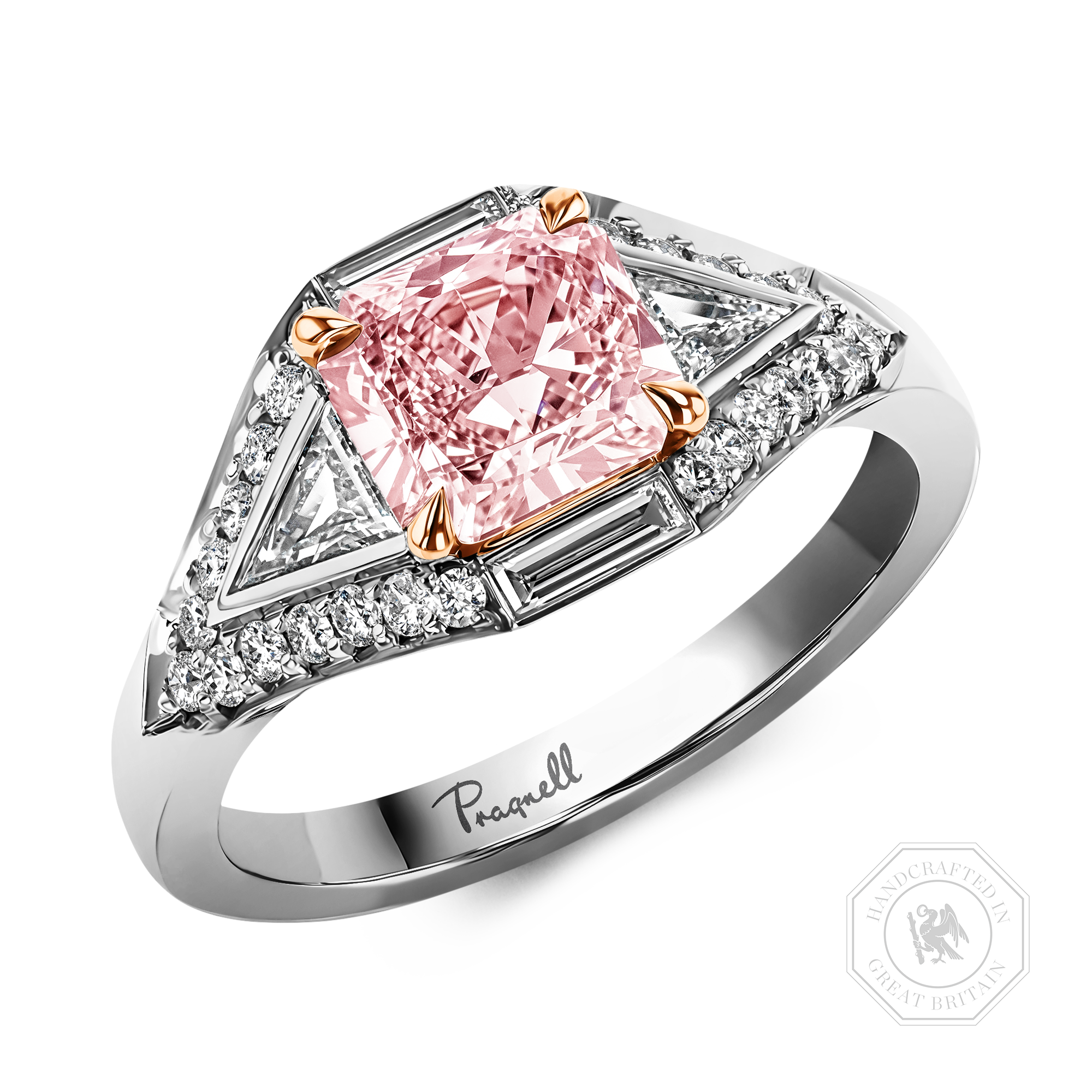 Masterpiece Astoria 1.28ct Fancy Orangy-Pink Diamond Ring Radiant Cut, Claw Set_1