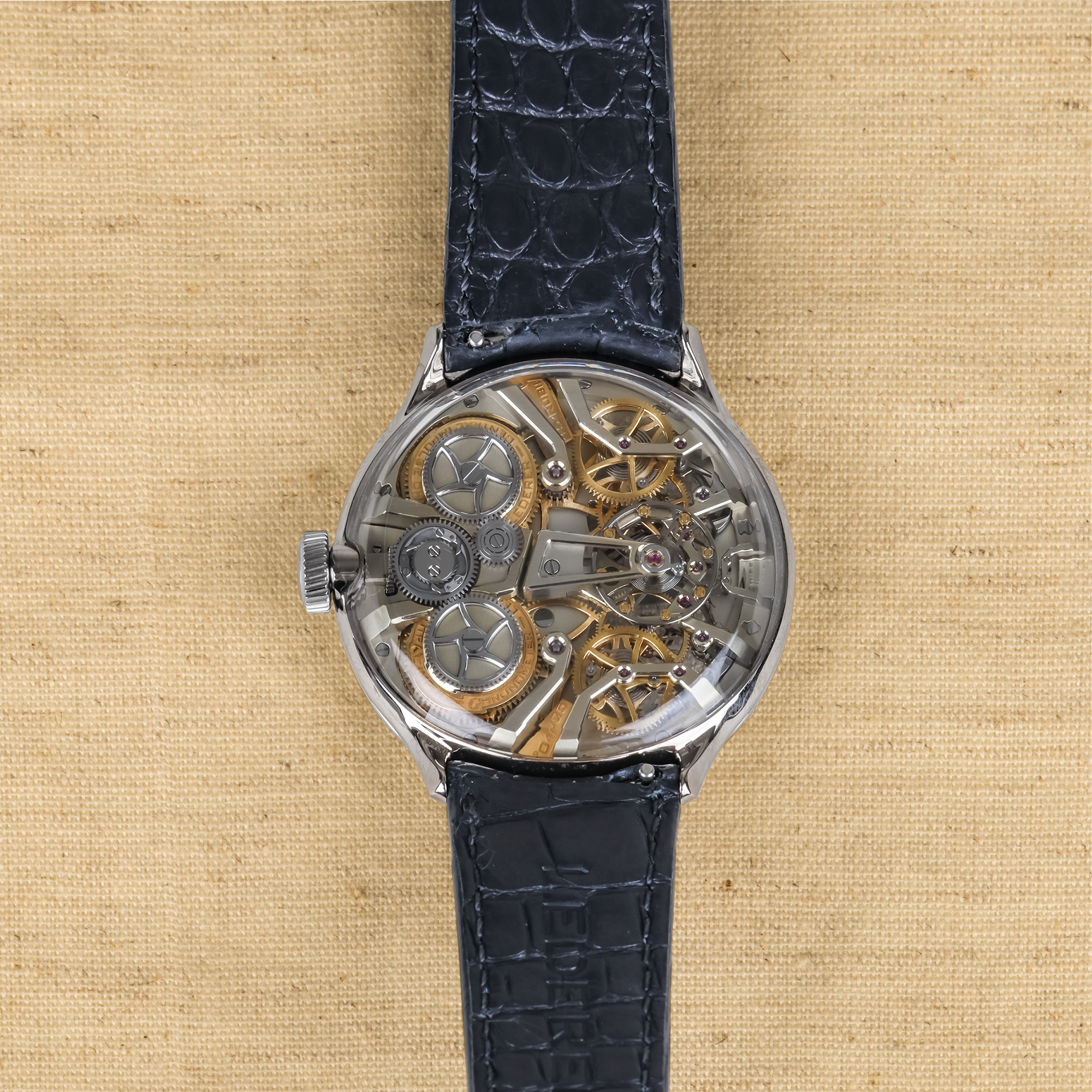 Lederer Central Impulse Chronometer 44mm, Rhodium Dial, Baton Numerals_4
