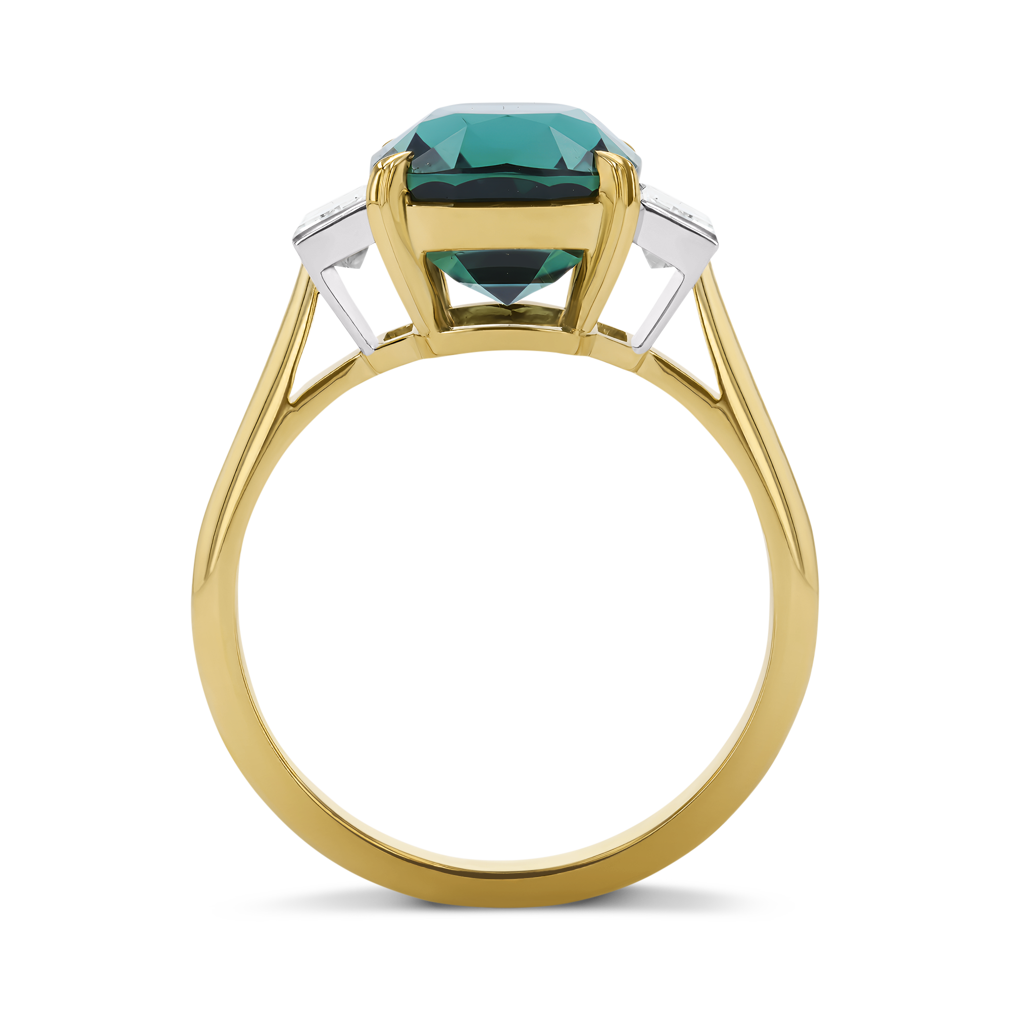 Cushion Cut 4.63ct Namibian Tourmaline and Diamond Ring Cushion Cut, Claw Set_3