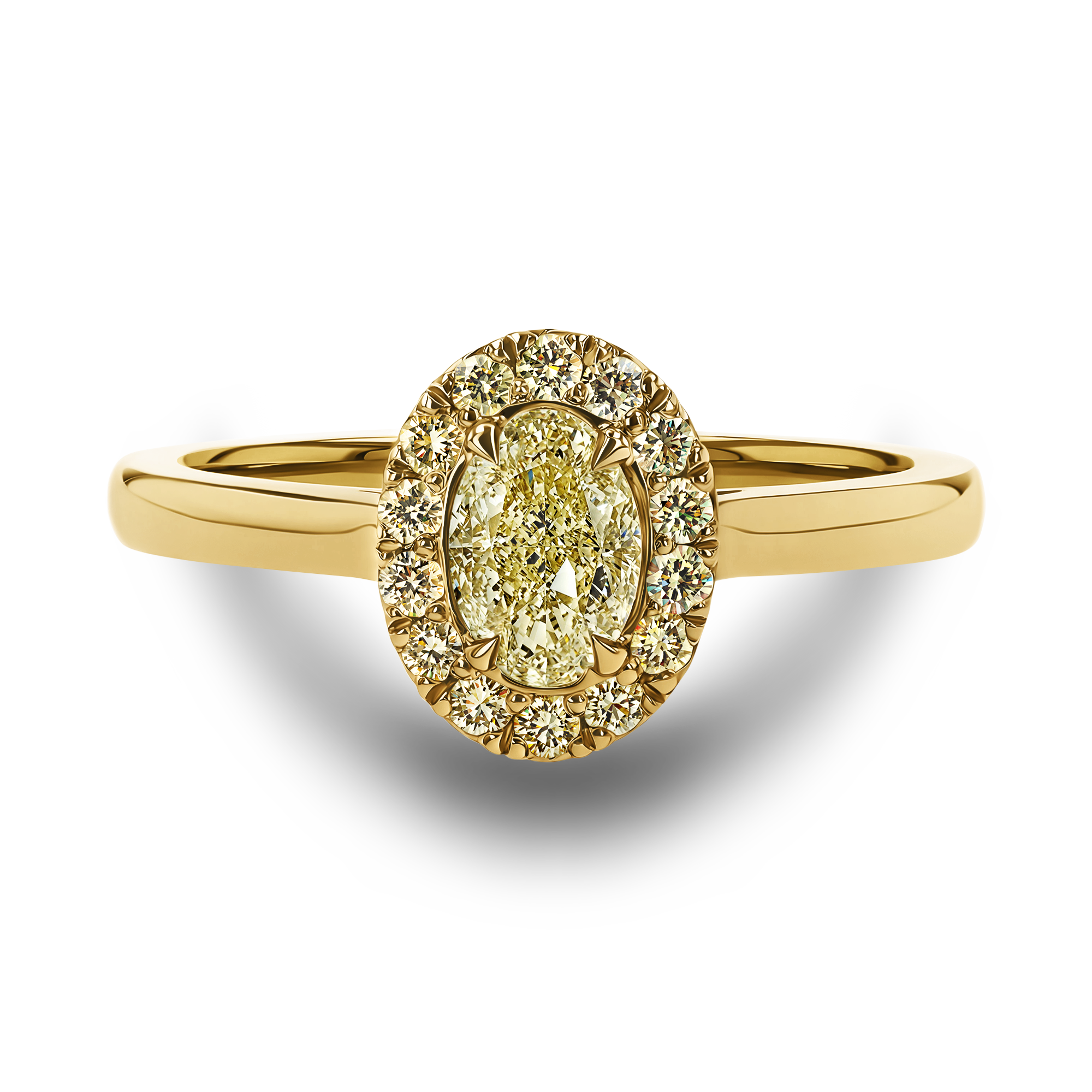 Celestial 0.72ct Fancy Yellow Diamond Cluster Ring Oval Cut, Claw Set_2