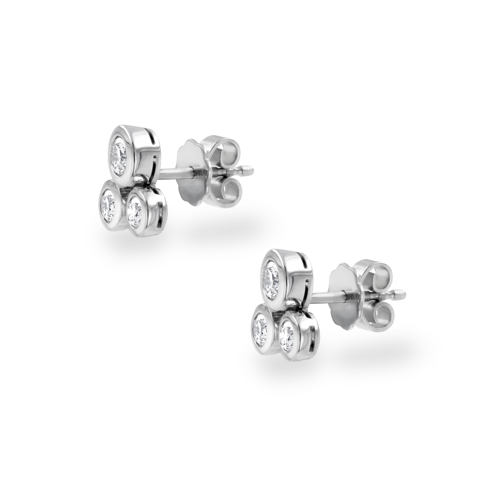 Bubbles Diamond Stud Earrings Brilliant Cut, Rubover Set_2