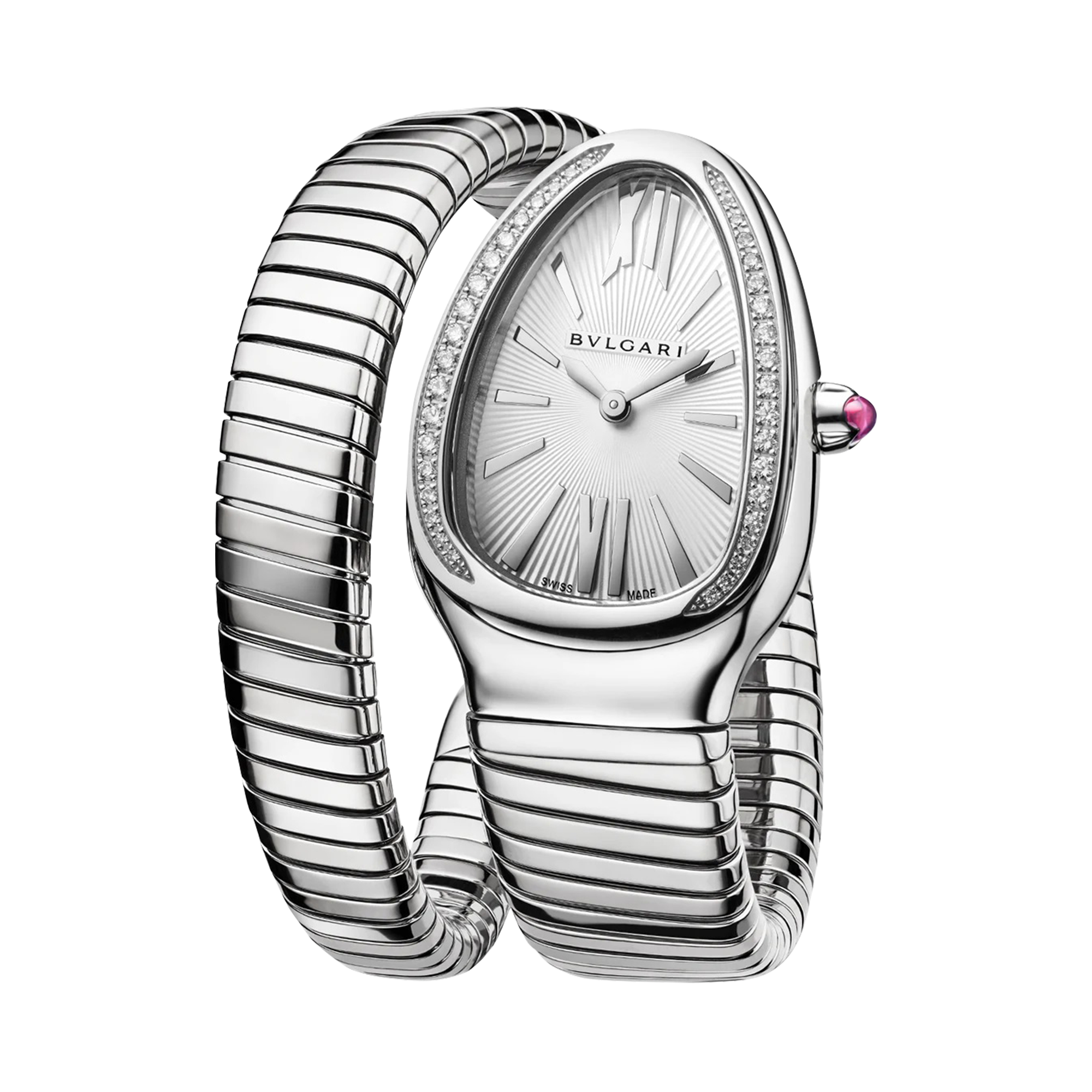 Bvlgari Serpenti Tubogas 35mm. Silver Dial, Baton & Roman Numerals_3