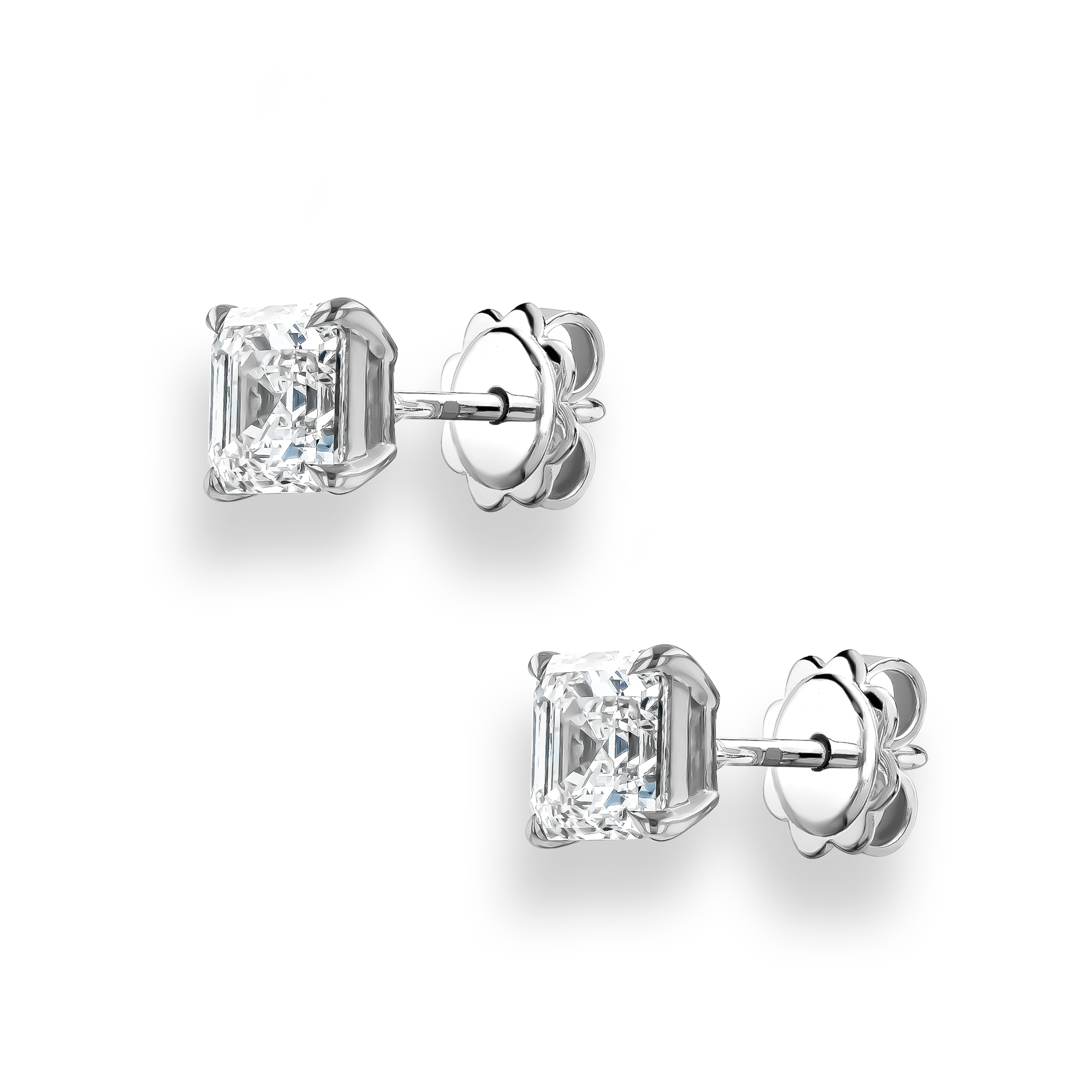 Diamond Stud Earrings Asscher Cut, Claw Set_2