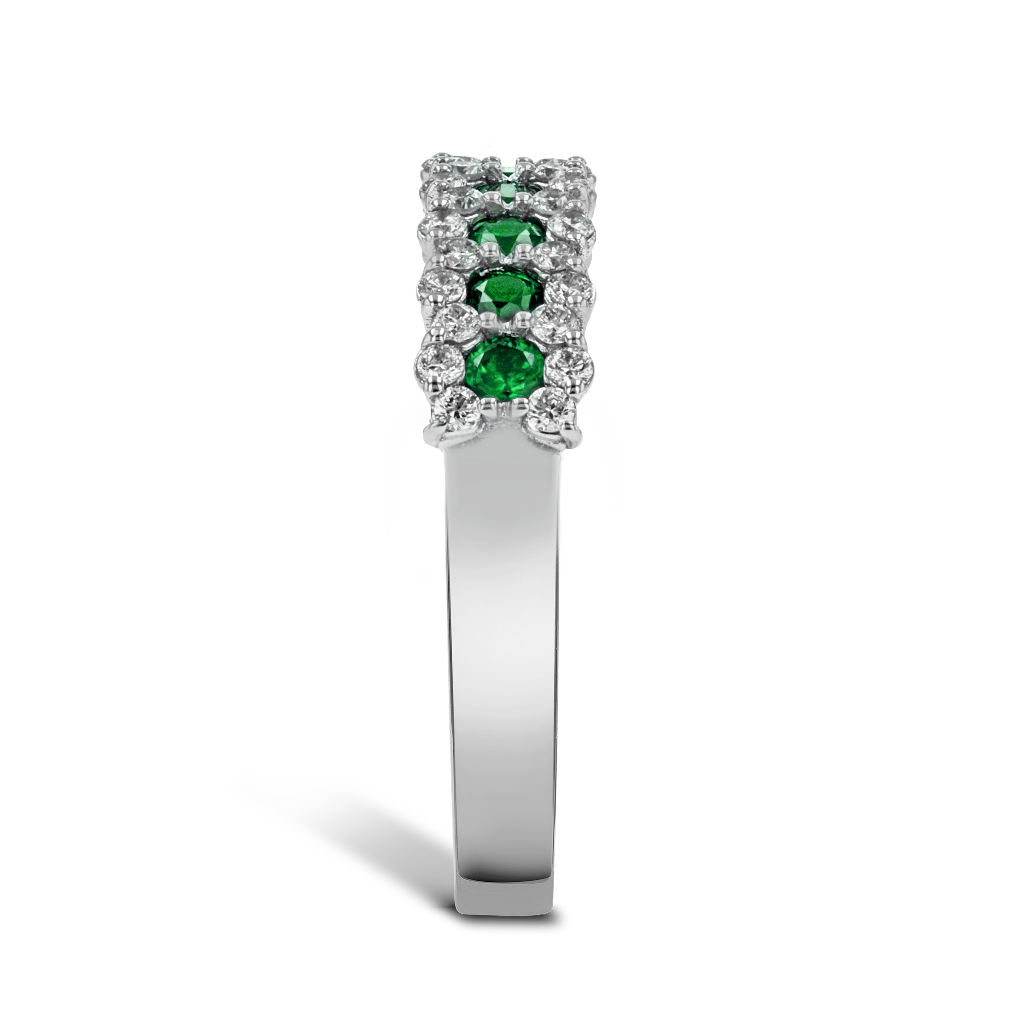 Emerald and Diamond Eternity Ring Brilliant Cut, Half Eternity, Claw Set_4