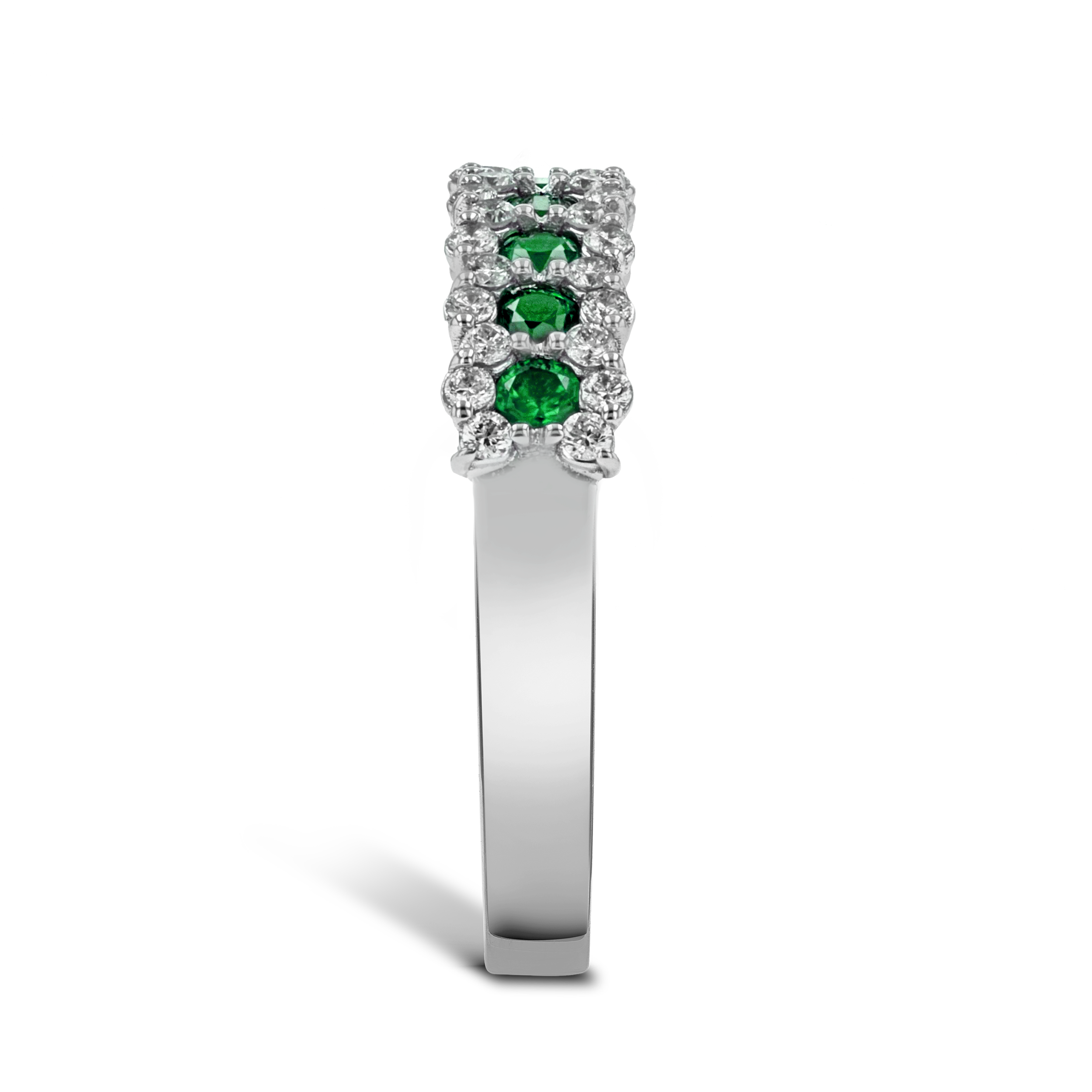 Emerald and Diamond Eternity Ring Brilliant Cut, Half Eternity, Claw Set_4