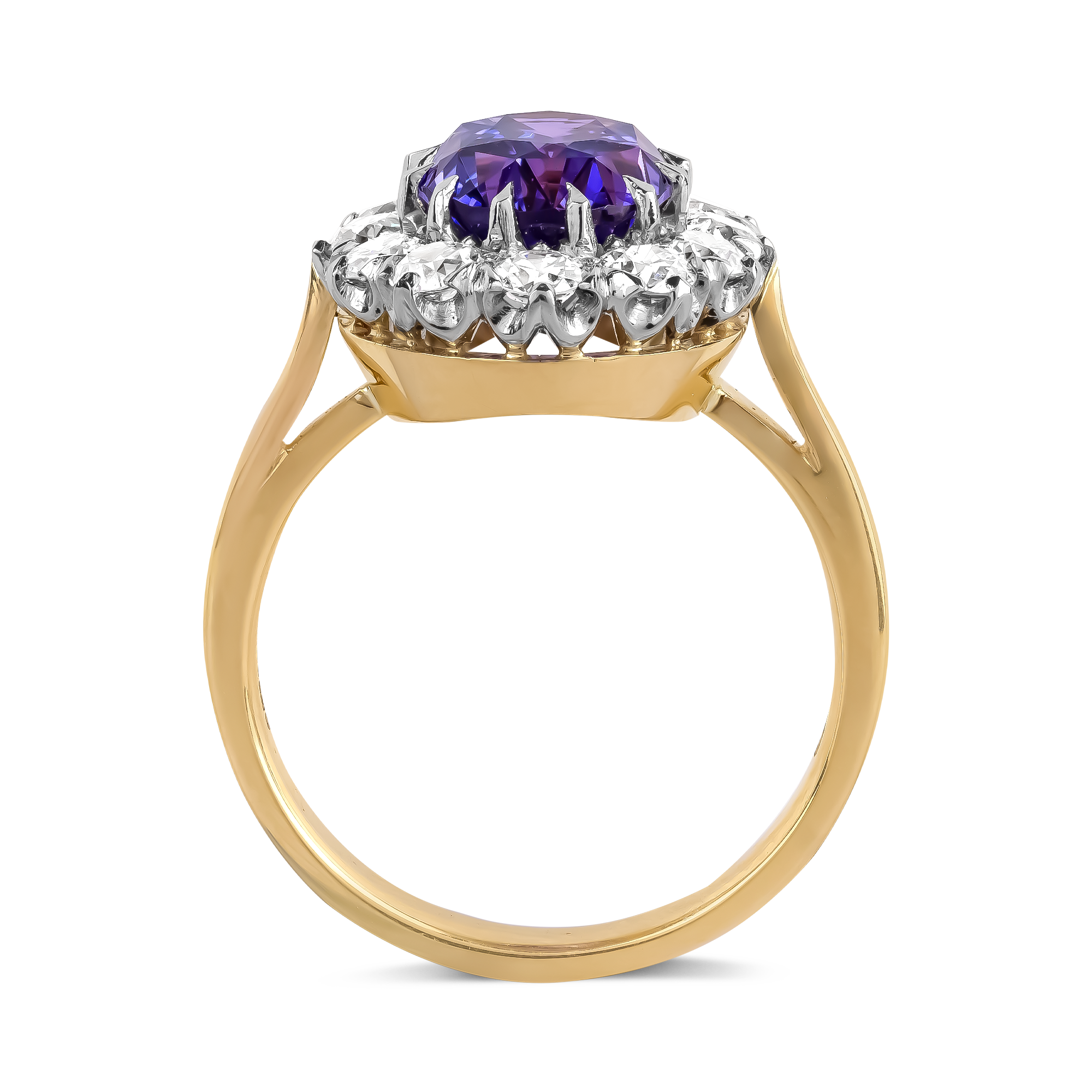 Oval Cut 4.22ct Madagascan Sapphire and Diamond Cluster Ring Oval Cut, Claw Set_3