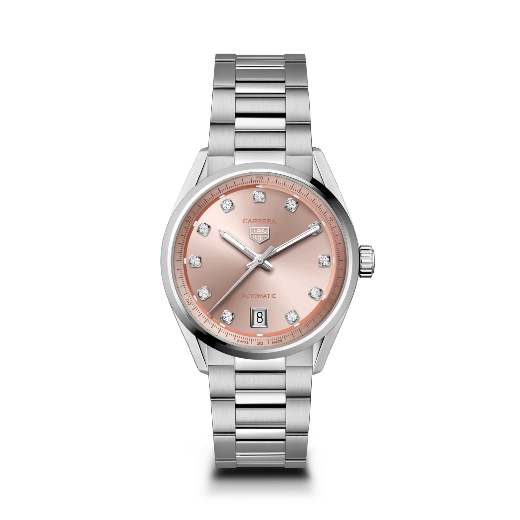 Tag Heuer Carrera Date 36mm, Pink Dial, Diamond Numerals_1