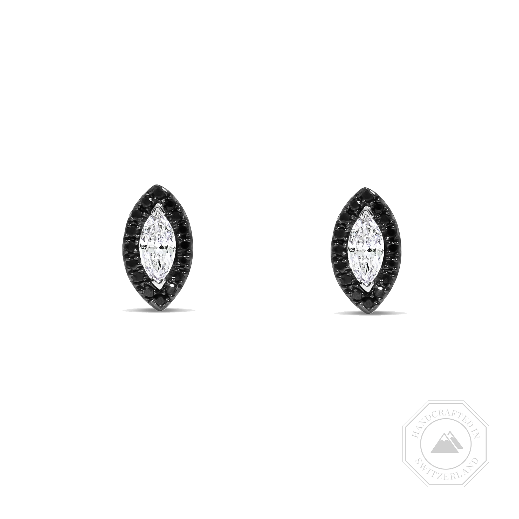 Marquise Cut Diamond Earrings with Black and White Diamonds Pear Cut, Channel Set_1