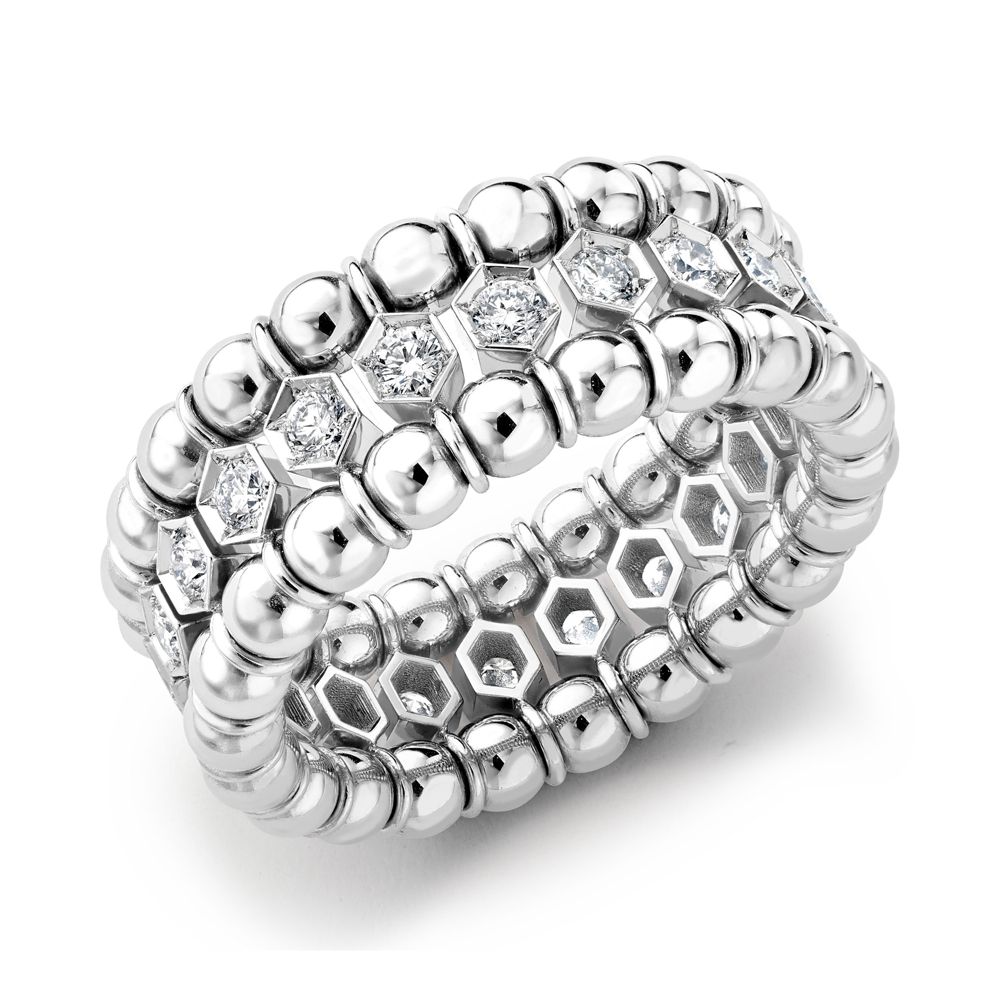 Bohemia Polished Expandable Ring Brilliant Cut, Rubover Set_1