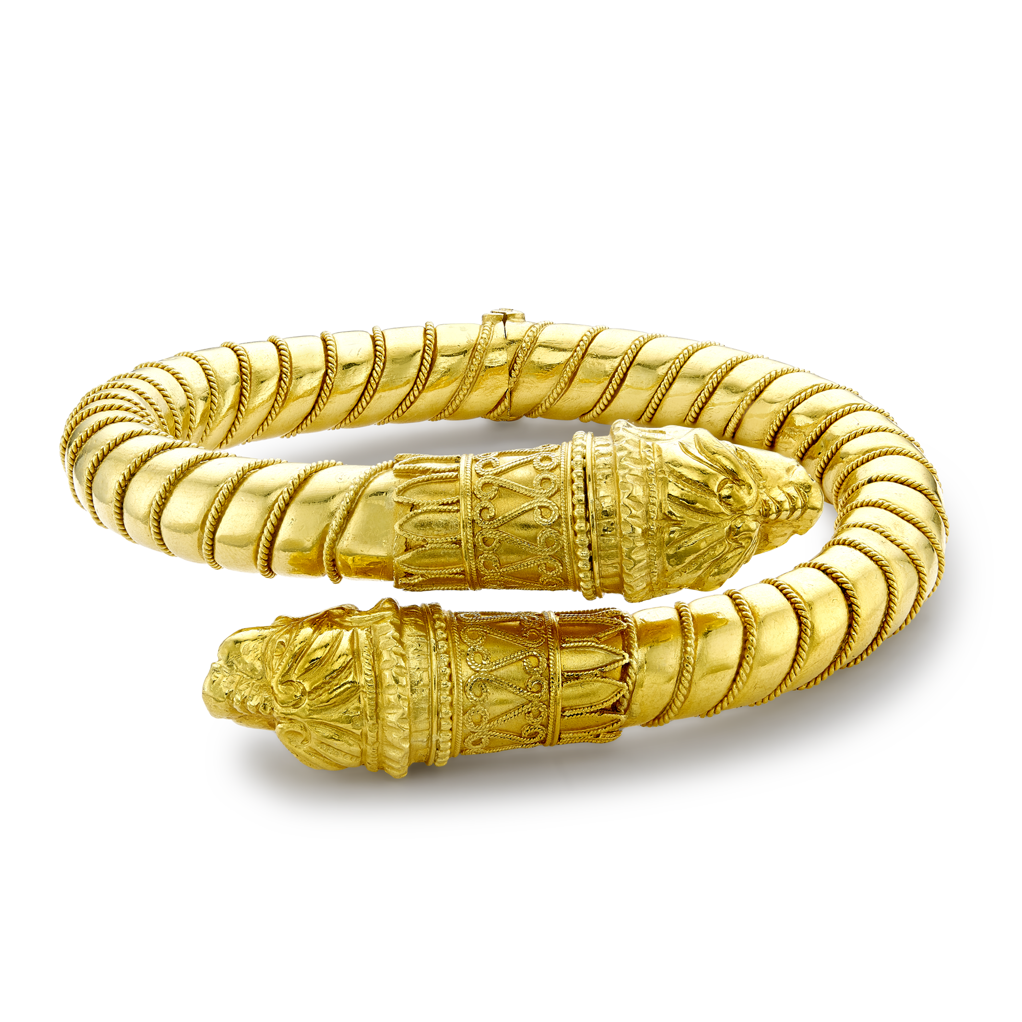 Scythian Style Dragons Head Hinged Bangle _1