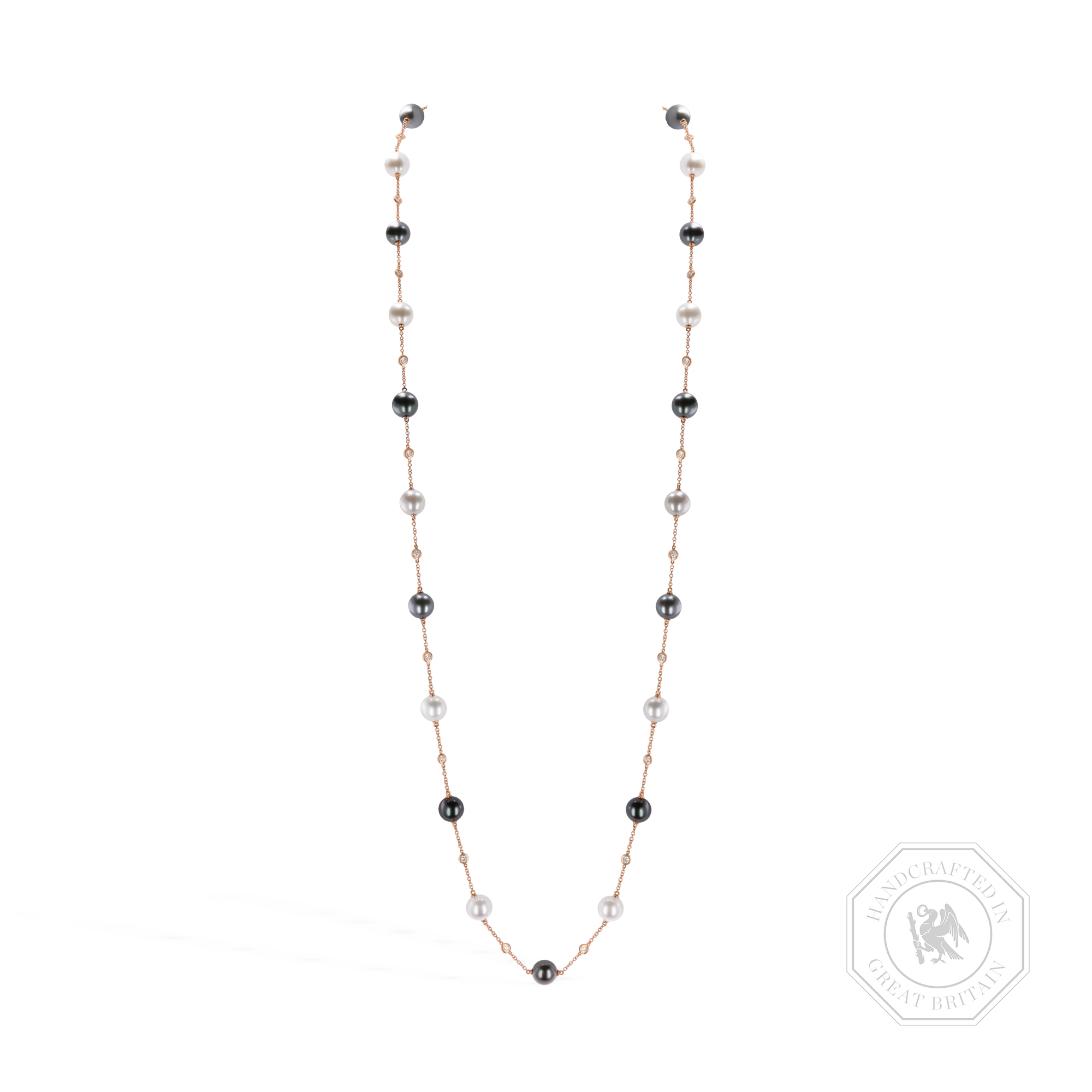Akoya and Tahitian Pearl Necklace with Diamonds 8.5mm - 9mm_1