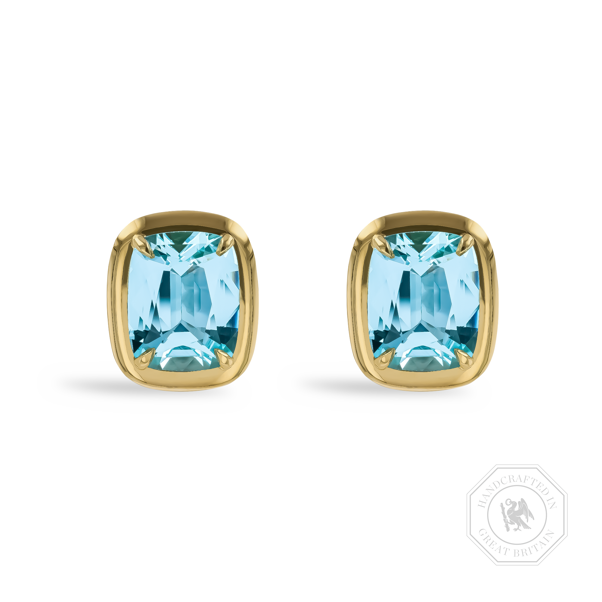 Skimming Stone 4.86ct Lukusuzi Aquamarine and Diamond Earrings Cushion modern cut, Claw set_1