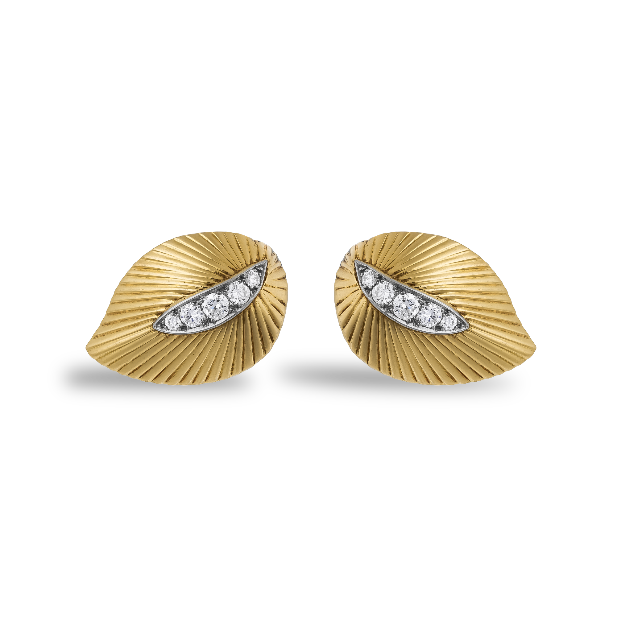 Retro Cartier 0.80ct Diamond Leaf Earrings Brilliant cut, Claw set_1