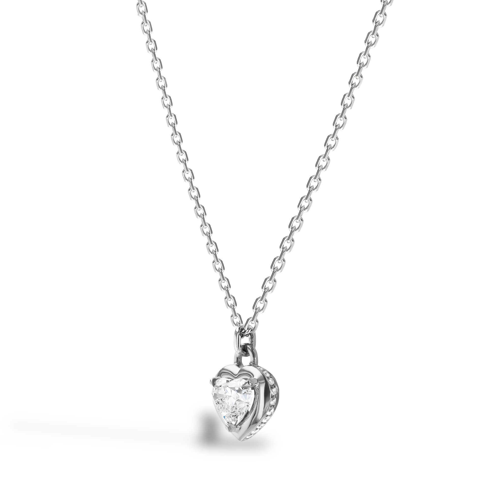 Skimming Stone 0.70ct Botswana Diamond Pendant Heart Shape, Claw Set_2
