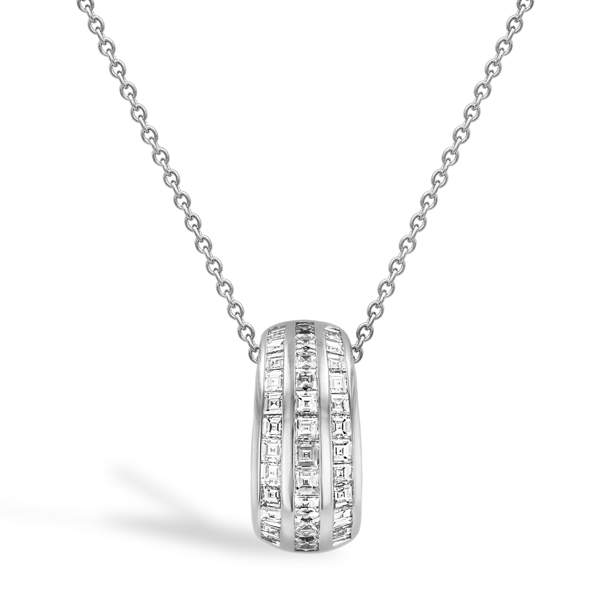 Manhattan Three Row Diamond Pendant Carre Cut, Channel Set_1