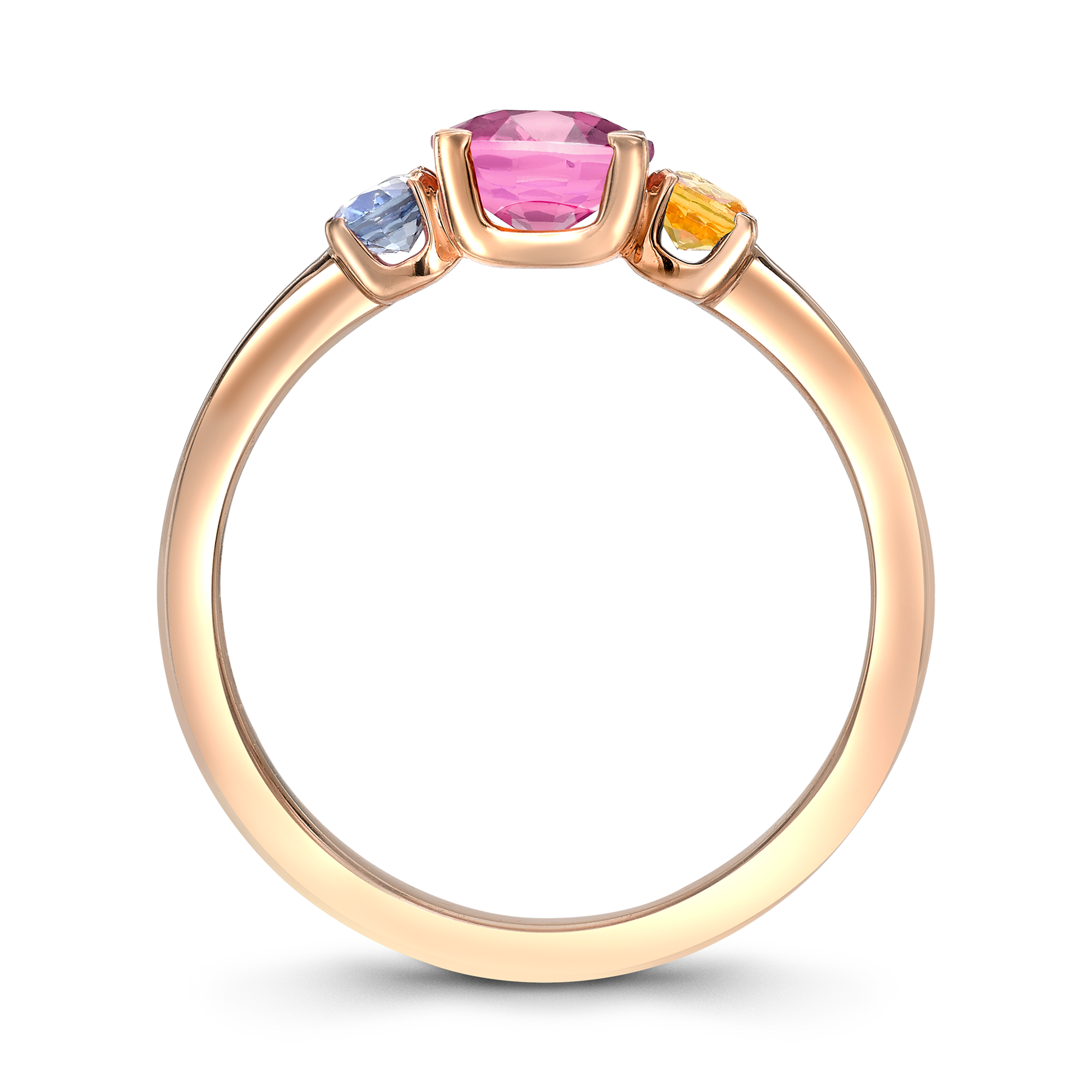 Rainbow Fancy Sapphire Three-Stone Ring Oval Cut, Claw Set_3