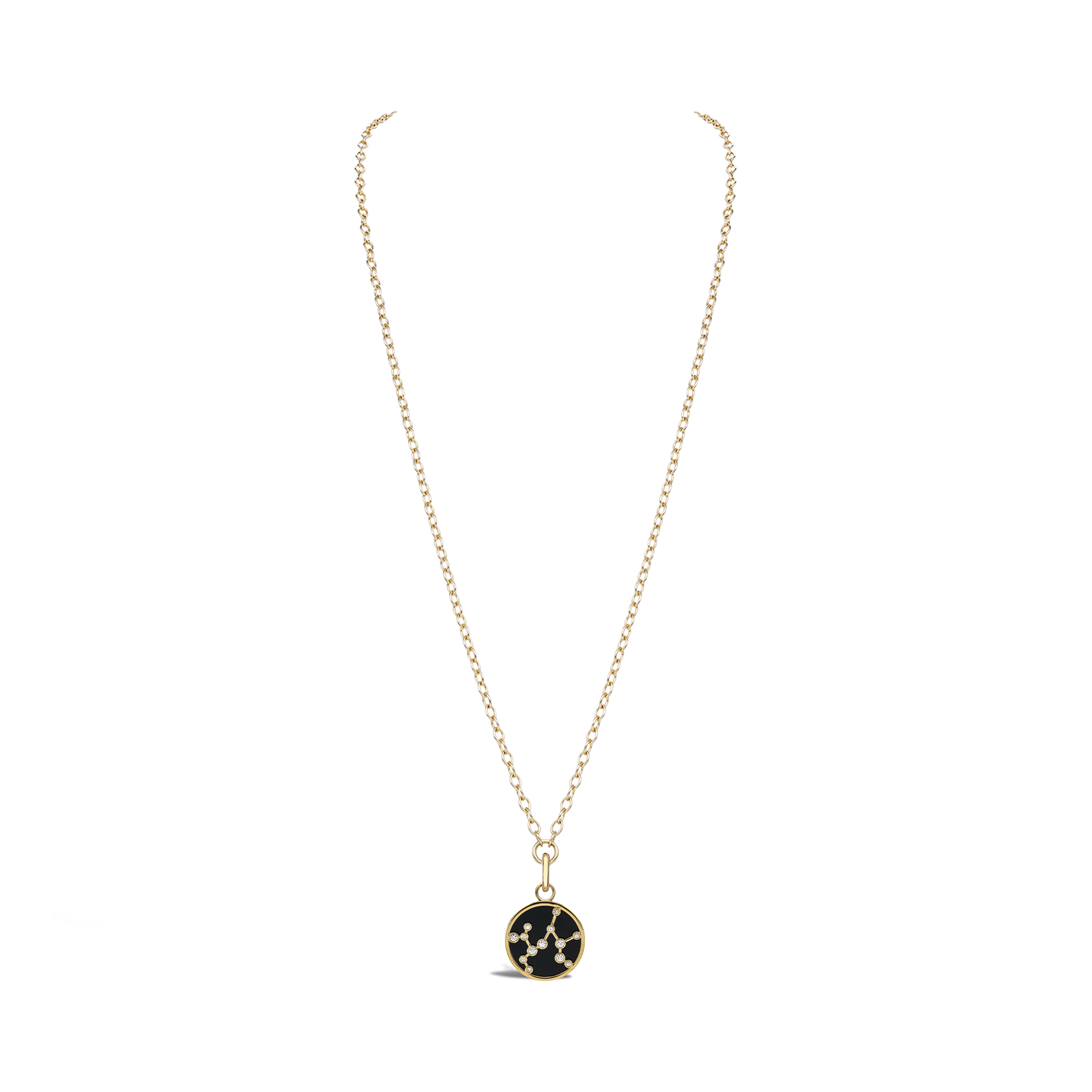 Constellation Diamond and Black Onyx Sagittarius Pendant Charm Brilliant Cut, Rubover Set_3