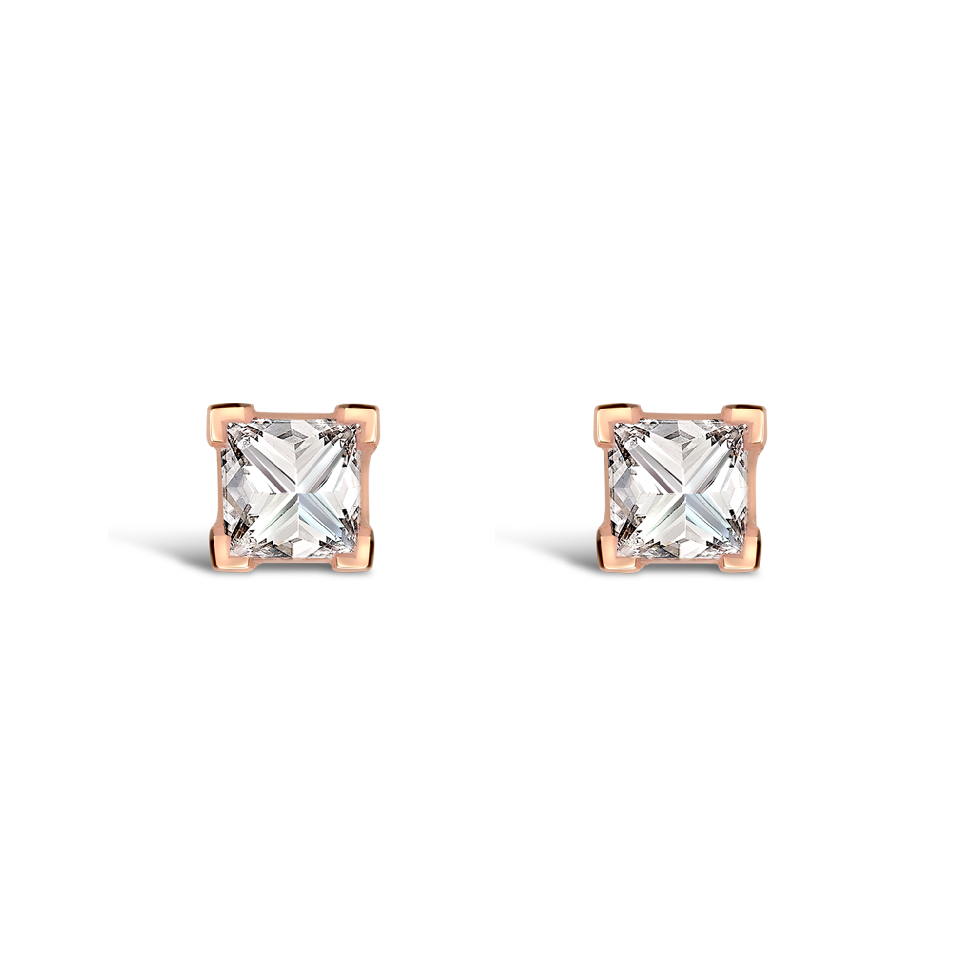 RockChic Diamond Solitaire Earrings Princess Cut, Claw Set_1