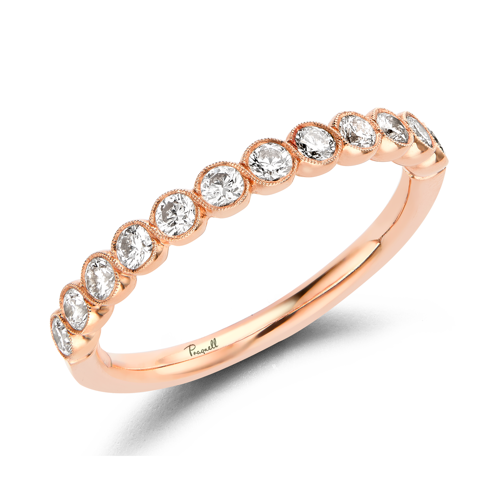 Diamond Dot 0.48ct Half Eternity Ring Brilliant Cut, Millegrain Set_1