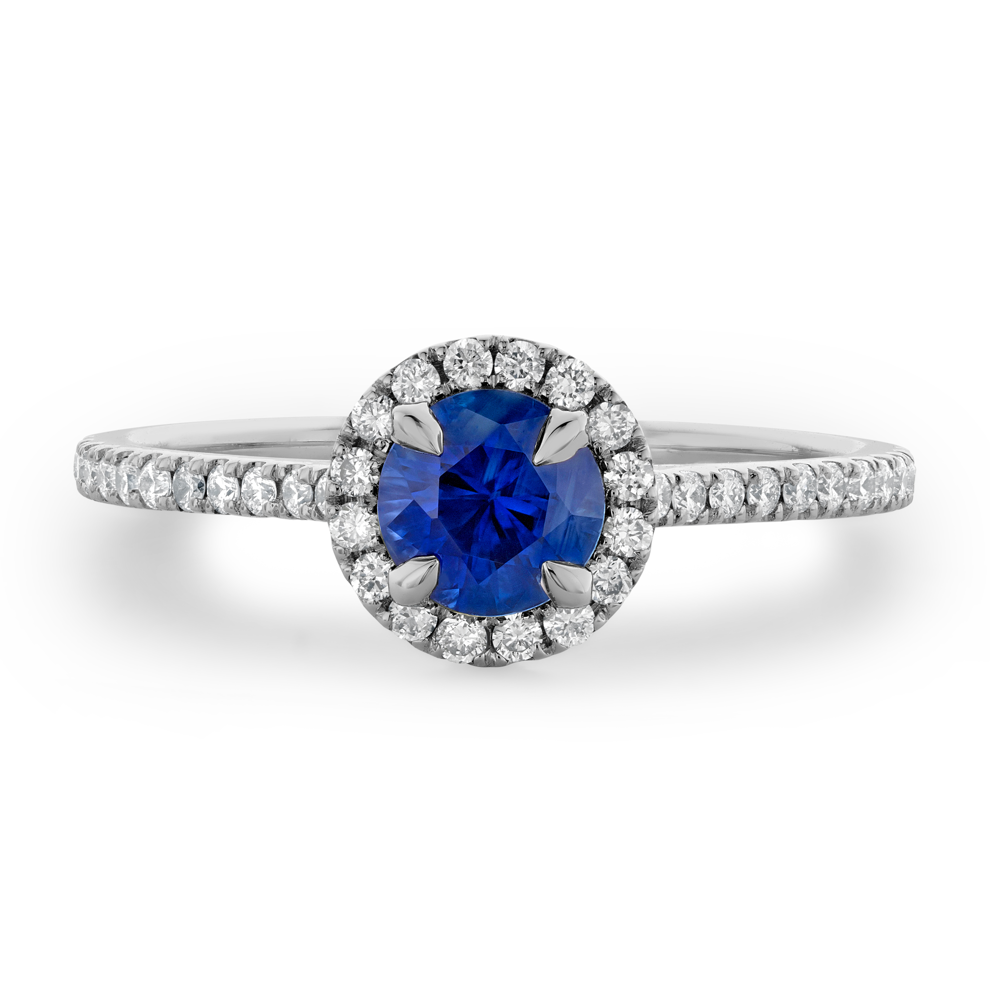 Sapphire and Diamond Cluster Ring Brilliant Cut, Claw & Grain Set_2