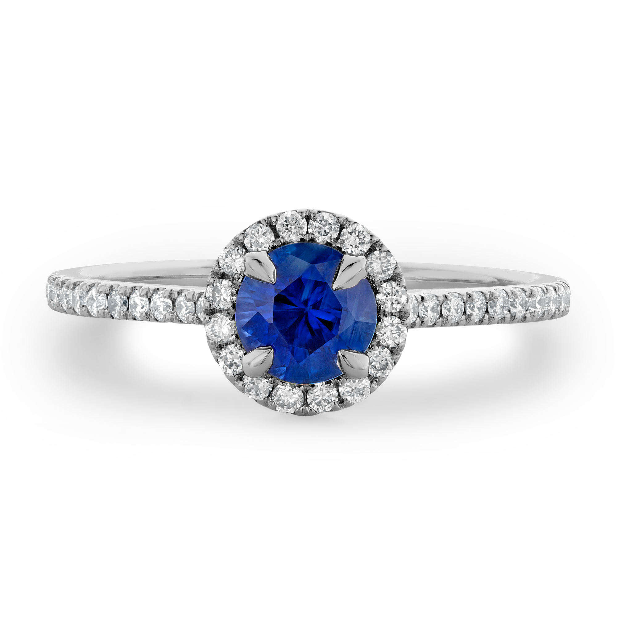 Sapphire and Diamond Cluster Ring Brilliant Cut, Claw & Grain Set_2