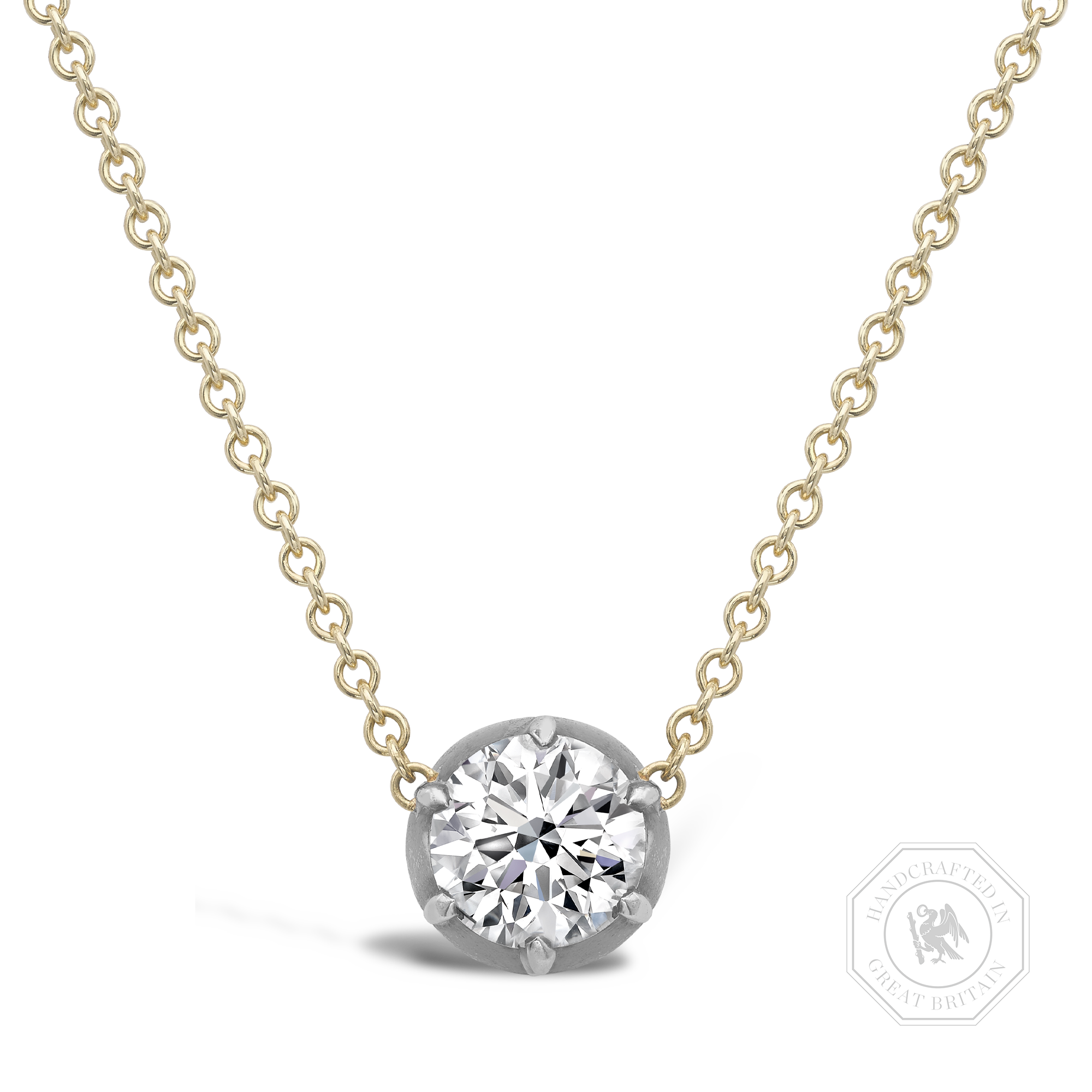 Georgian Setting Diamond Solitaire Pendant Brilliant cut, Claw set_1