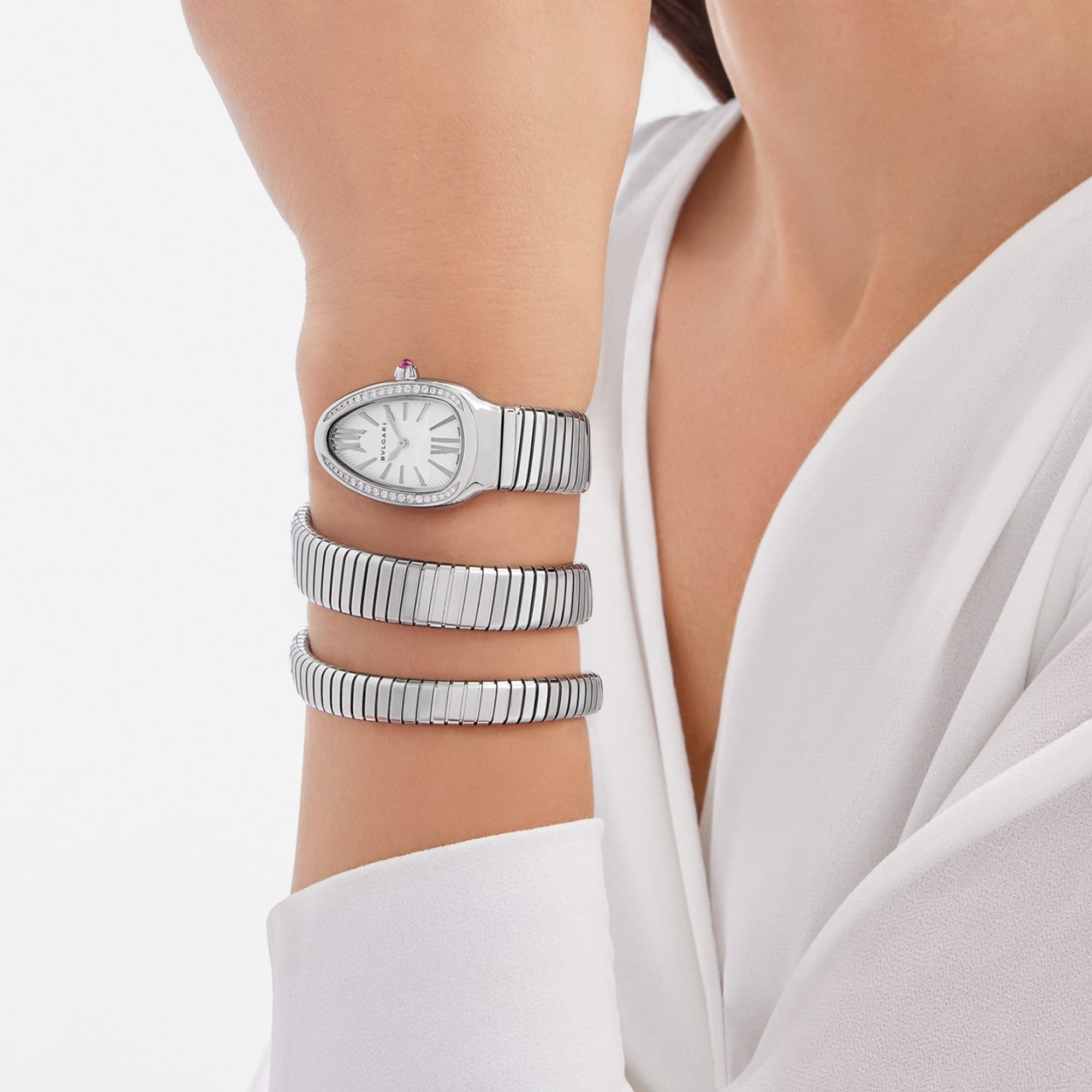 Bvlgari Serpenti Tubogas 35mm, Silver Dial, Baton & Roman Numerals_10