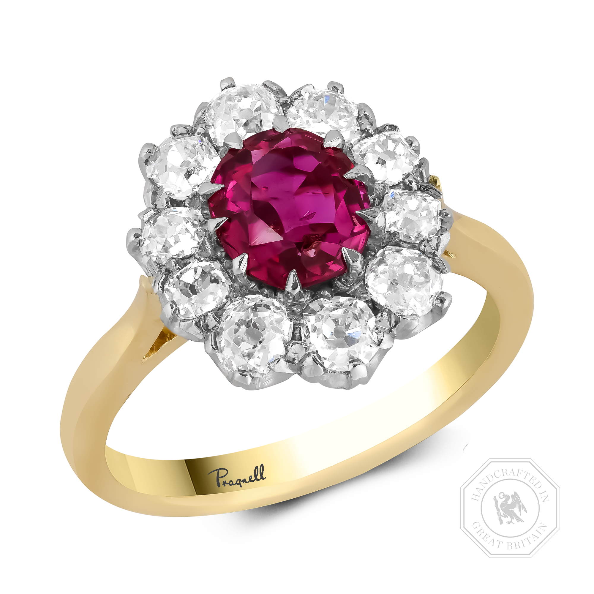 Oval Cut 1.10ct Ruby and Diamond Cluster Ring Oval Cut, Claw Set_1