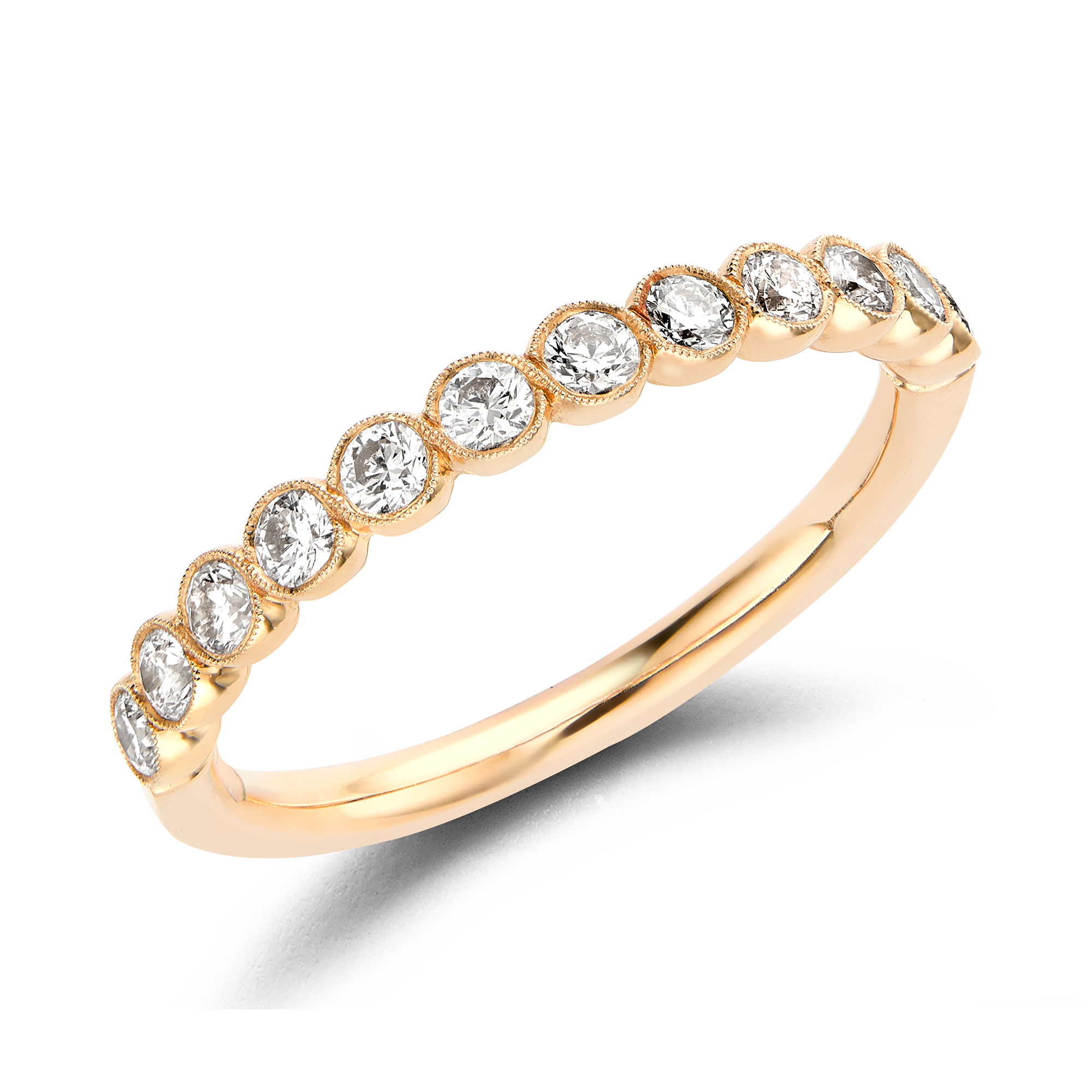 Diamond Dot Half Eternity Ring Brilliant Cut, Half Eternity, Millegrain Set_1