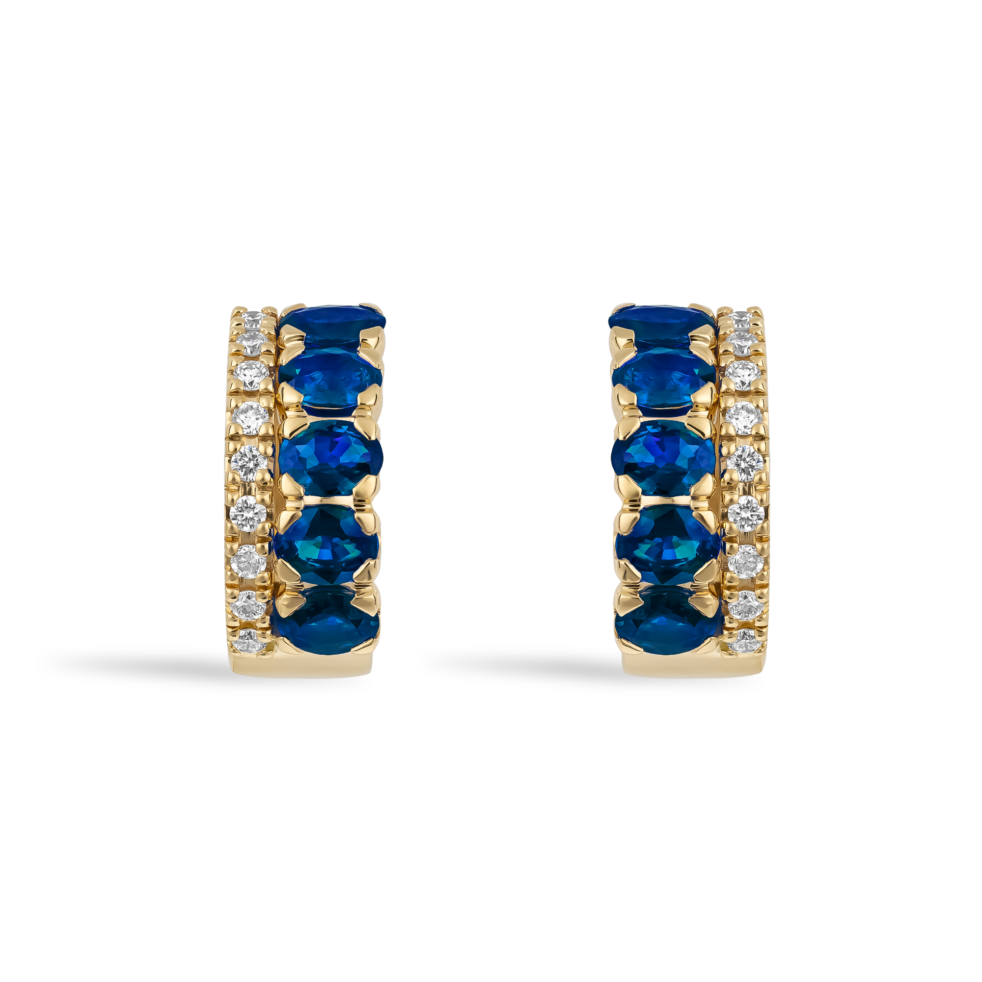 Oval Cut 1.85ct Sapphire and Diamond Hoop Earrings Oval Cut, Claw Set_2