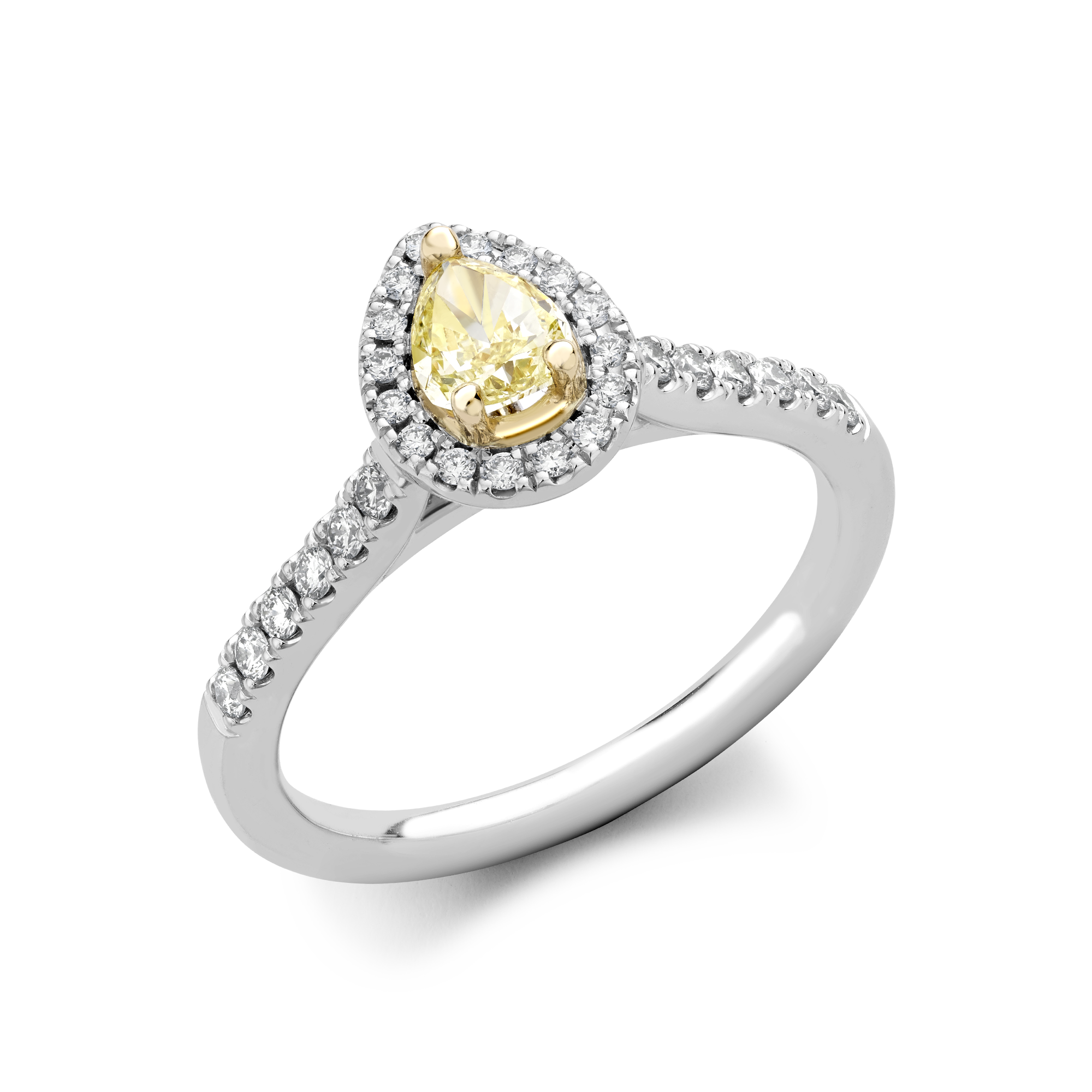Celestial 0.36ct Fancy Light Yellow-Green Diamond Cluster Ring Pear & Brilliant Cut, Claw Set_1