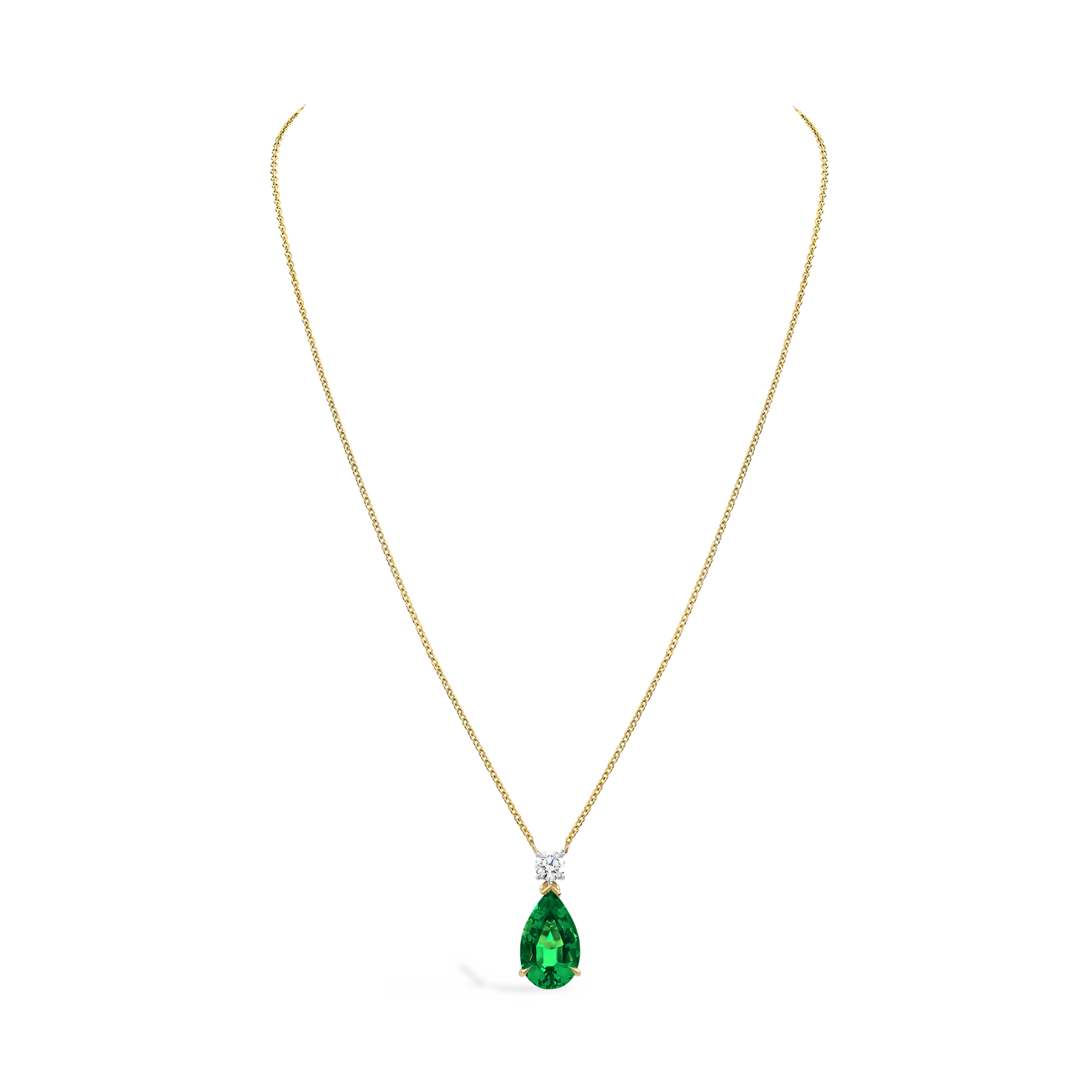 Pear Shaped 1.11ct Emerald and Diamond Pendant Pear Shaped, Claw Set_2
