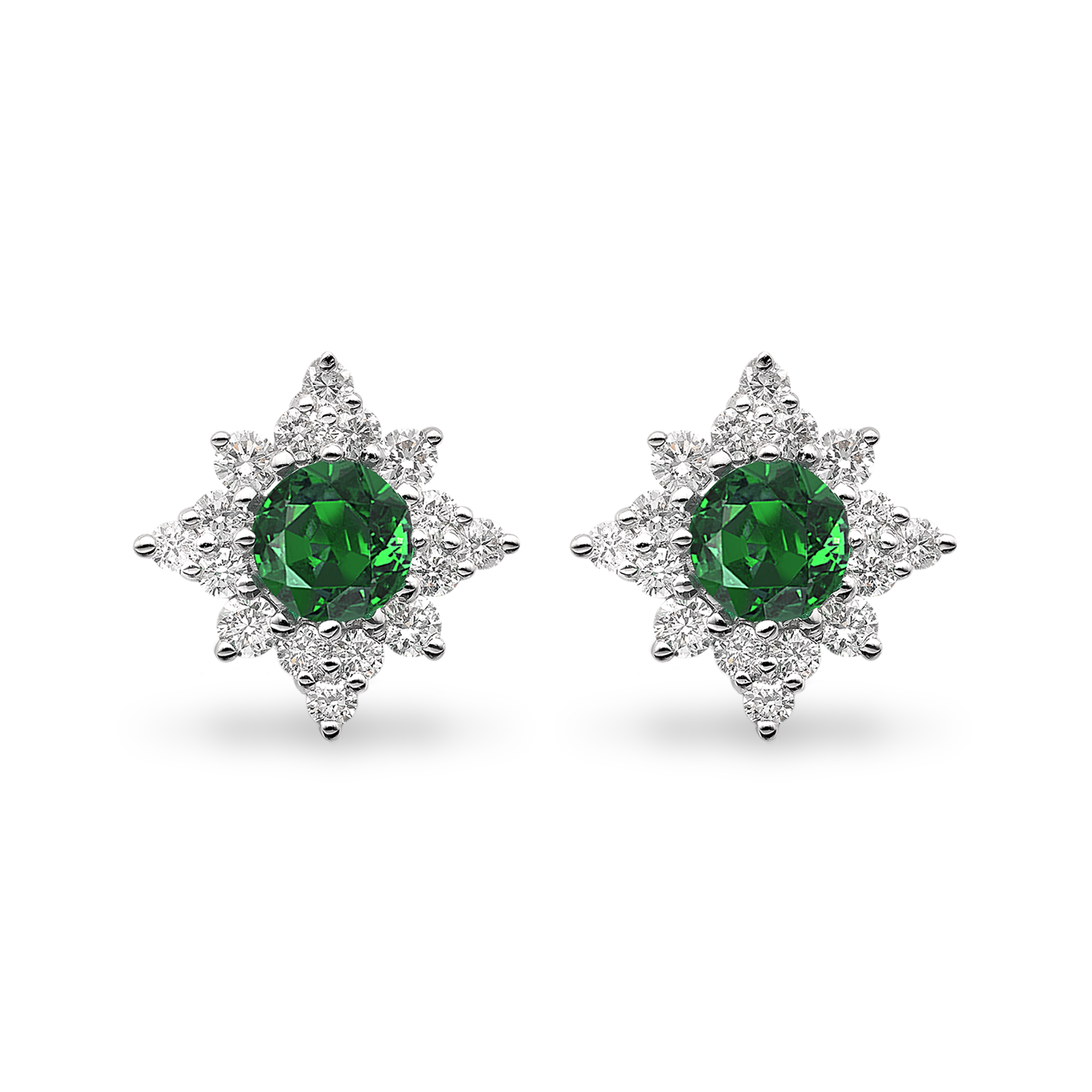 Star Struck Emerald Stud Earrings Brilliant cut, Claw set_1