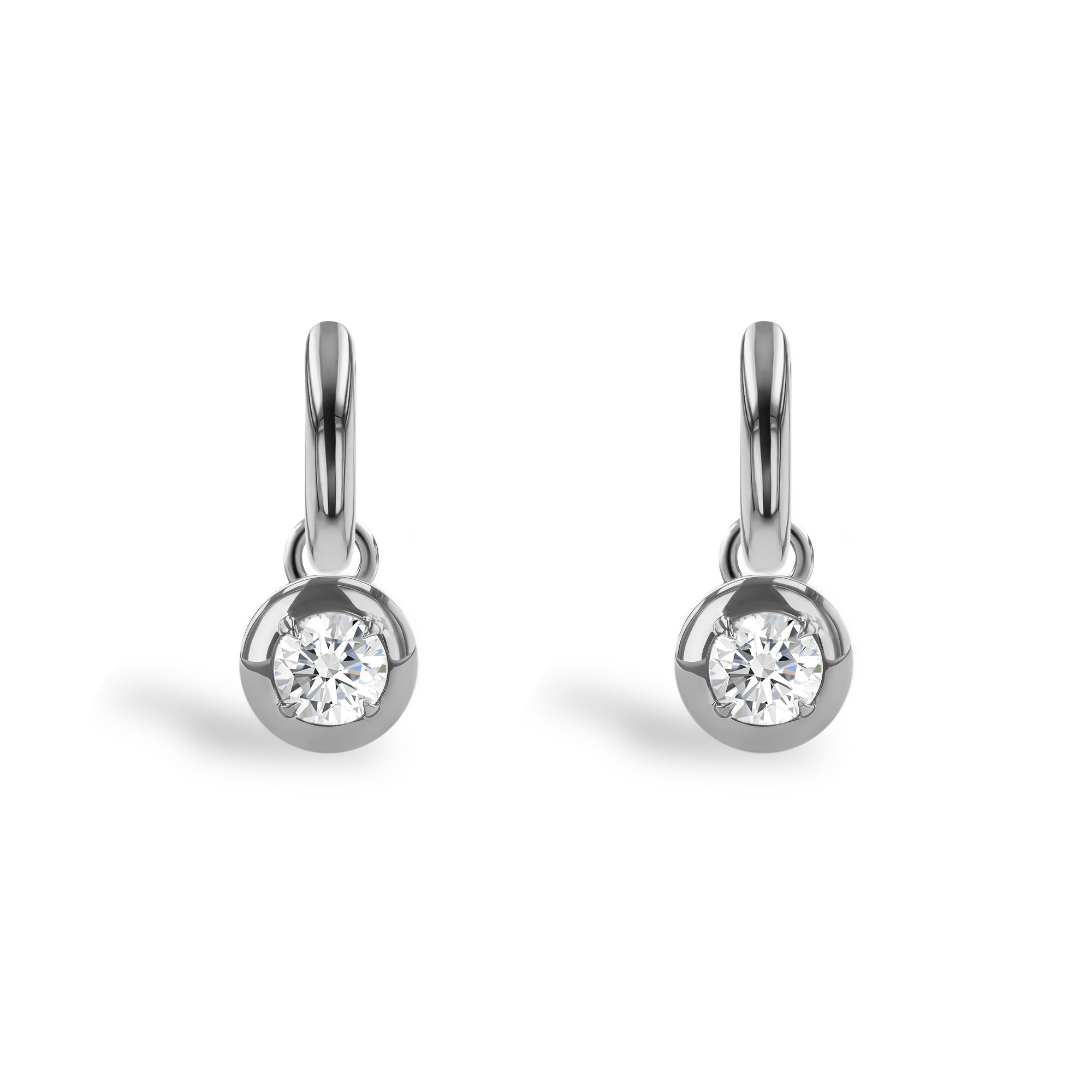 Skimming Stone 0.50ct Diamond Drop Hoop Earrings Brilliant cut, Claw set_2