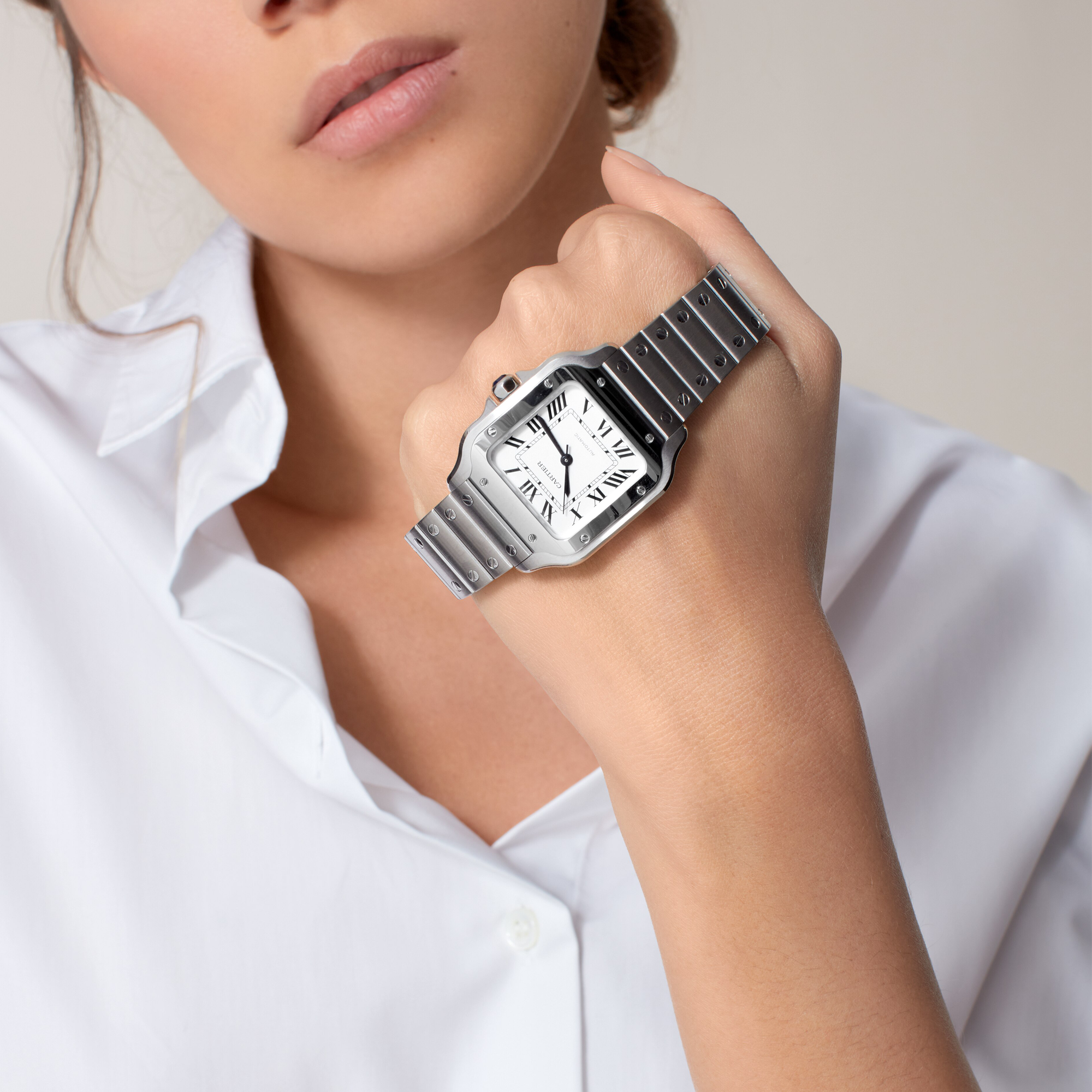 Cartier Santos de Cartier Medium, Silver Dial, Roman Numerals_9