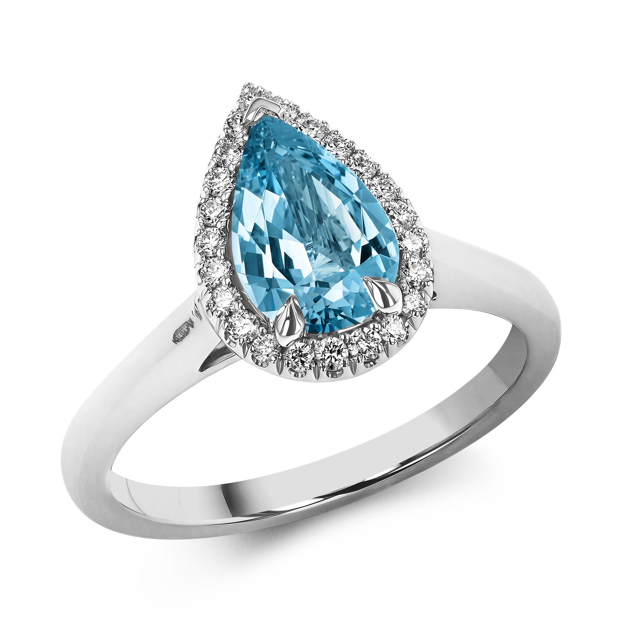 Pear Shape Aquamarine and Diamond Ring Pearshape, Claw Set_1