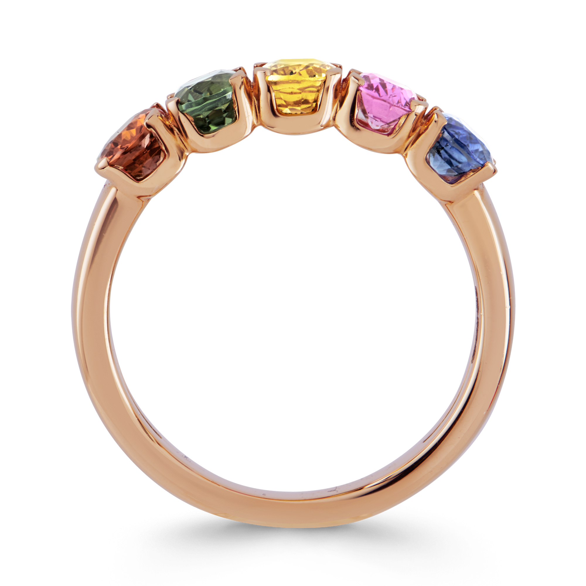 Rainbow Fancy Sapphire Five-Stone Ring Oval Cut, Claw Set_3