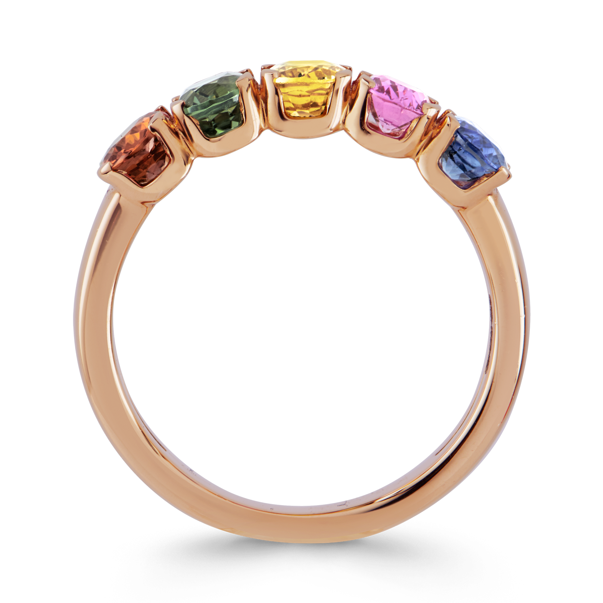 Rainbow Fancy Sapphire Five-Stone Ring Oval Cut, Claw Set_3