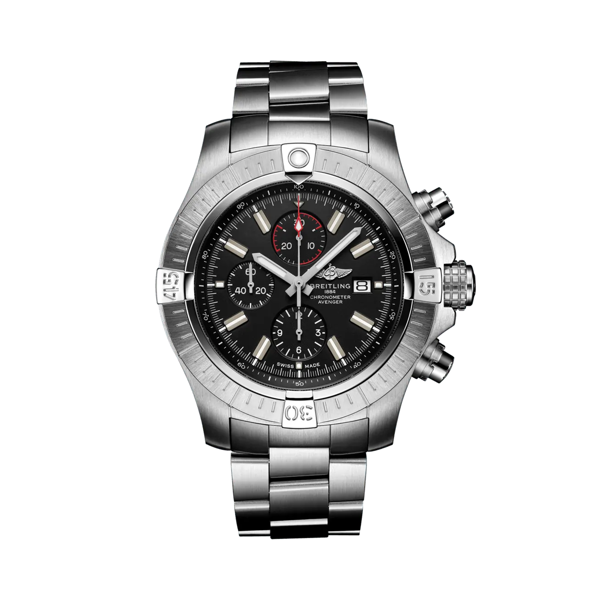 Breitling Super Avenger Chronograph 48 48mm, Black Dial, Baton Numerals_1