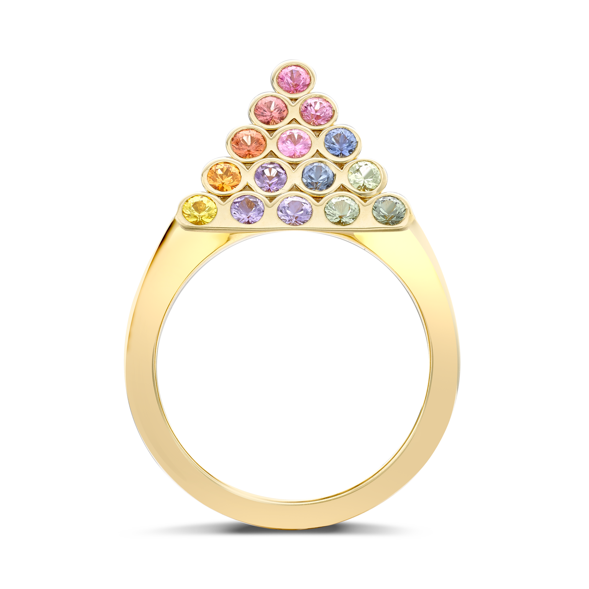 Eclipse 1.73ct Rainbow Sapphire Pyramid Ring Brilliant Cut, Rubover Set_3