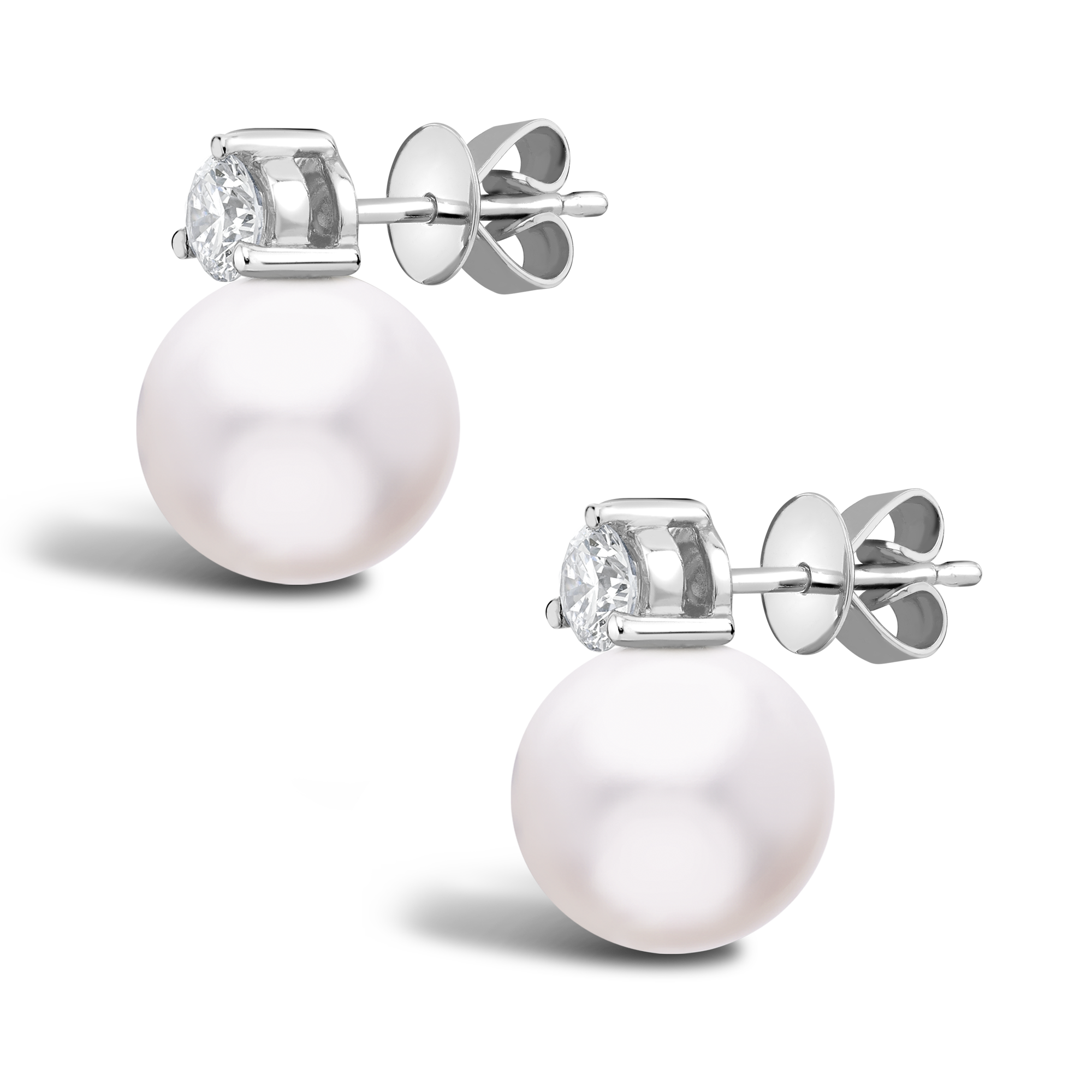 Akoya Pearl Earrings Stud Earrings with 0.40CT Diamonds_2